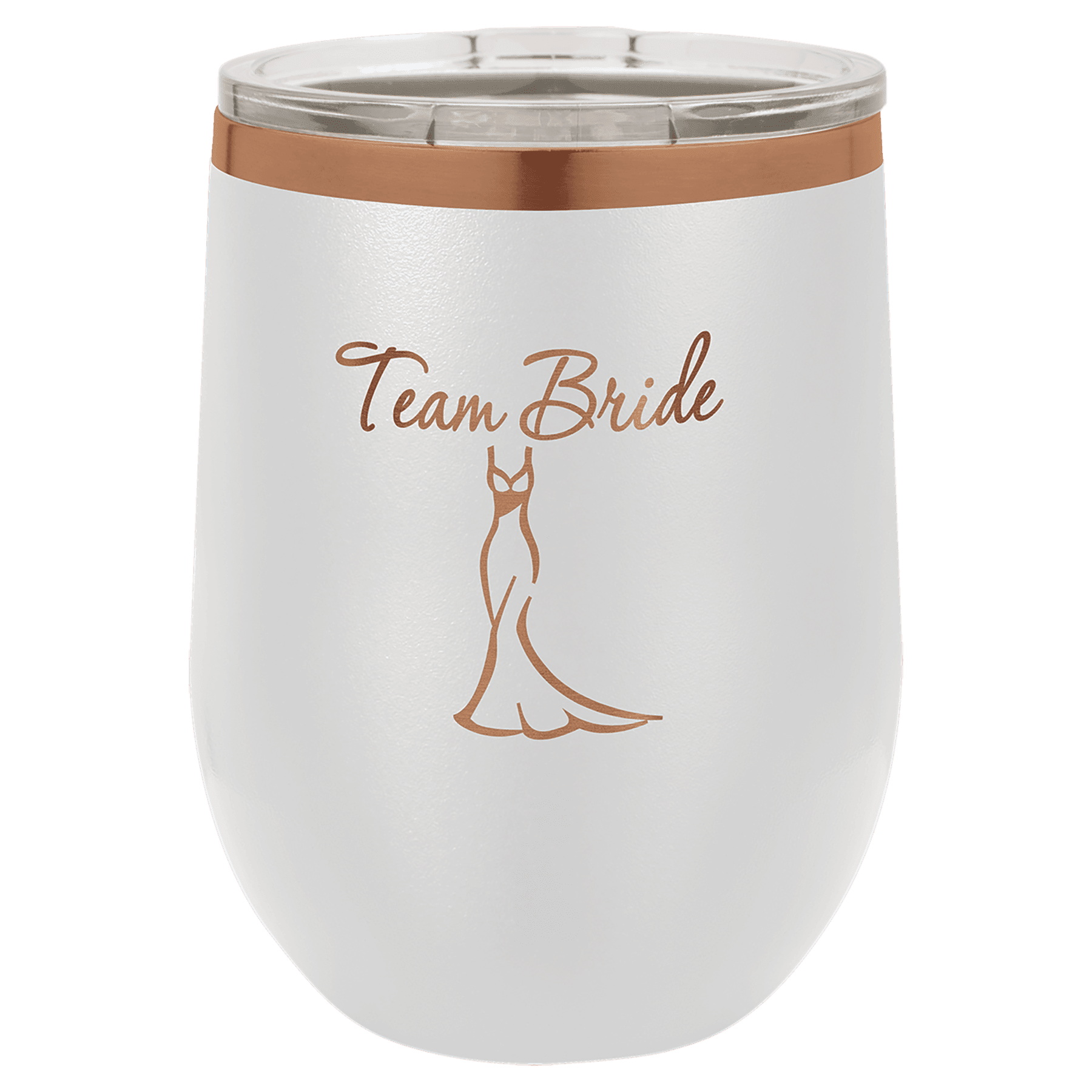 12 oz Wine Tumbler - White/Rose Gold - Laser Engraving