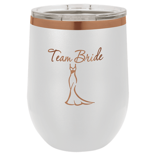 12 oz Wine Tumbler - White/Rose Gold - Laser Engraving