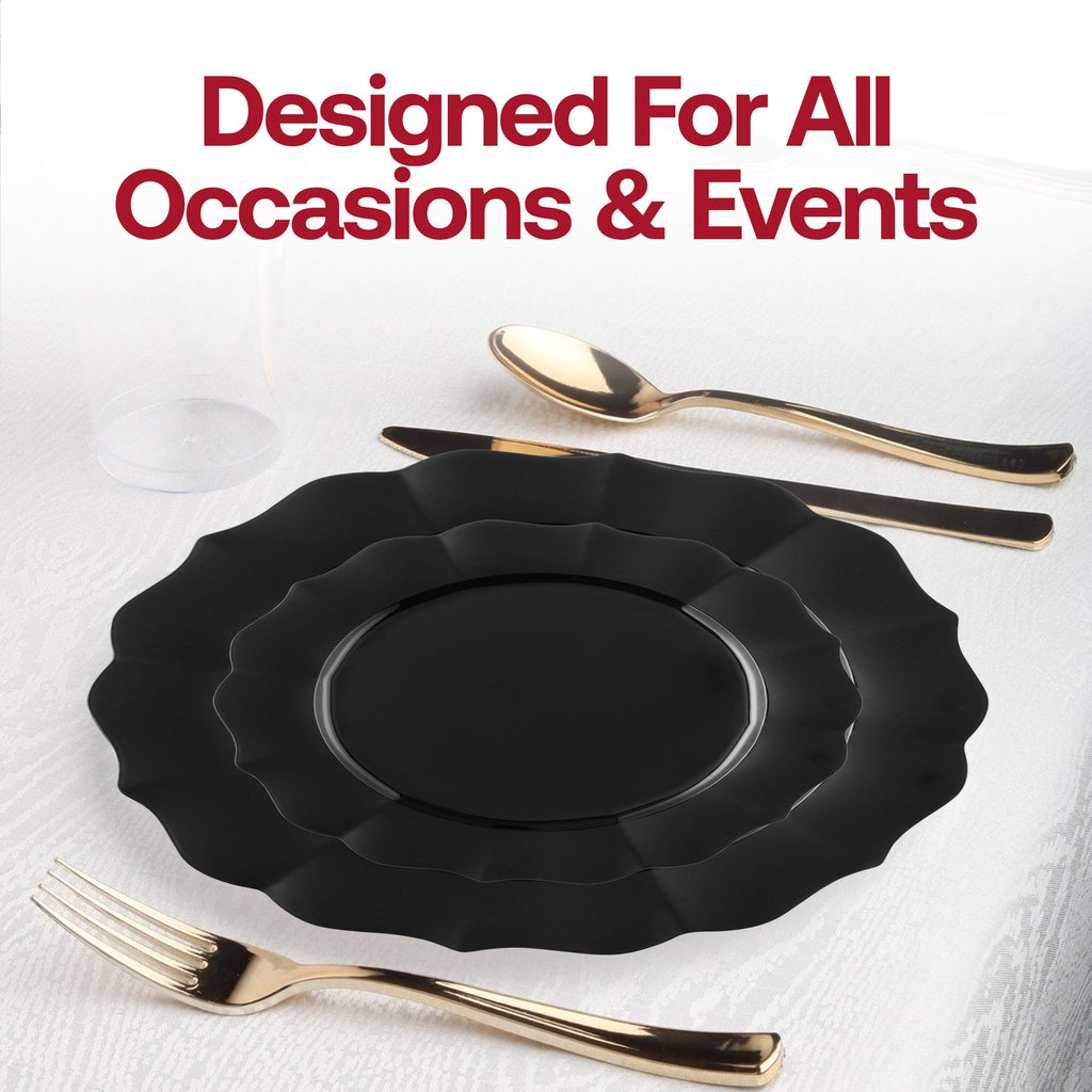 Black Round Lotus Plastic Wedding Value Set