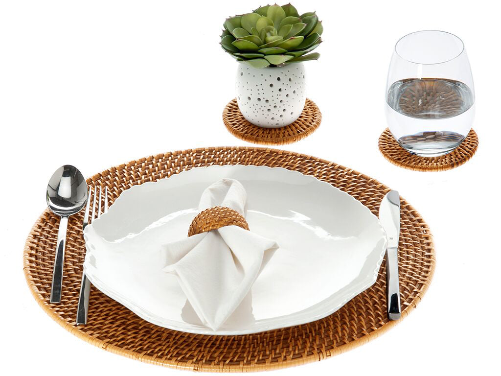 Laguna Round Rattan Placemat, Set of 2