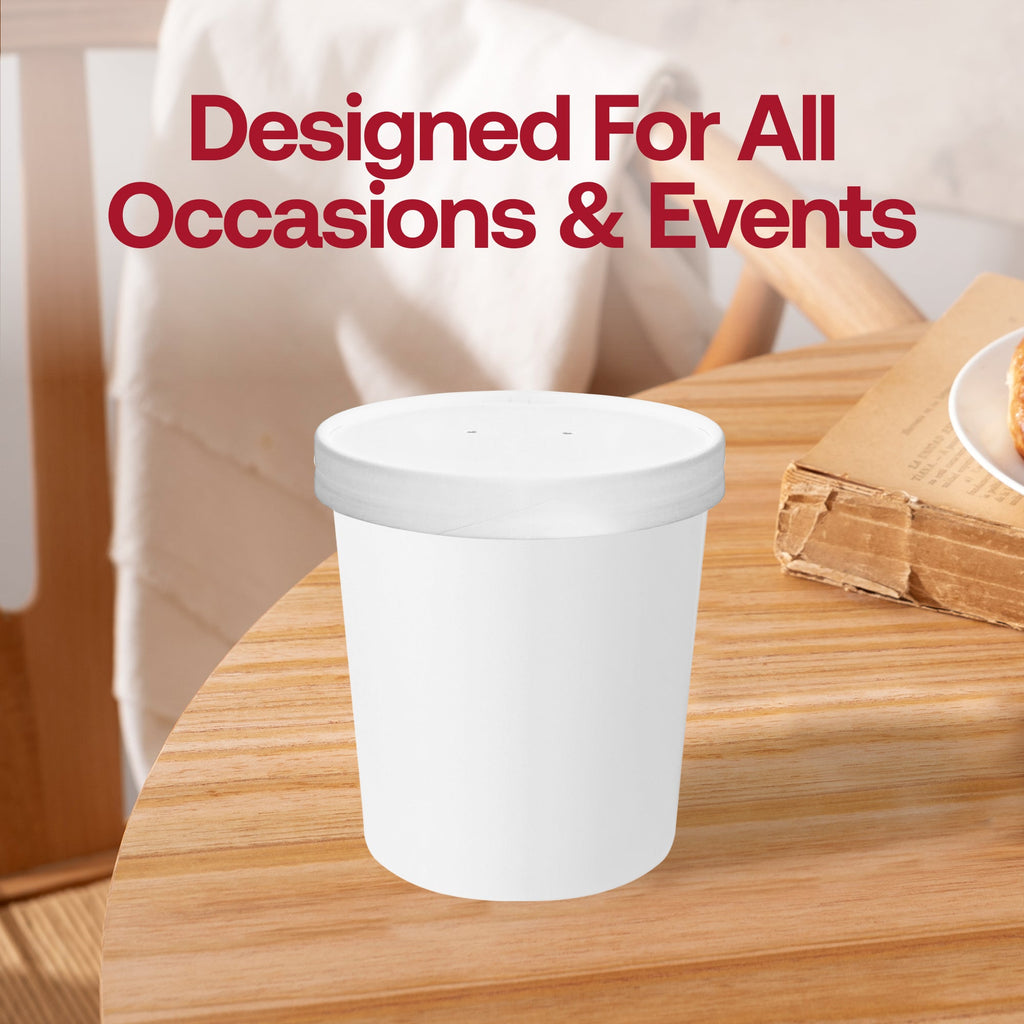 16 oz Squat Paper Soup Cups with Paper Lids