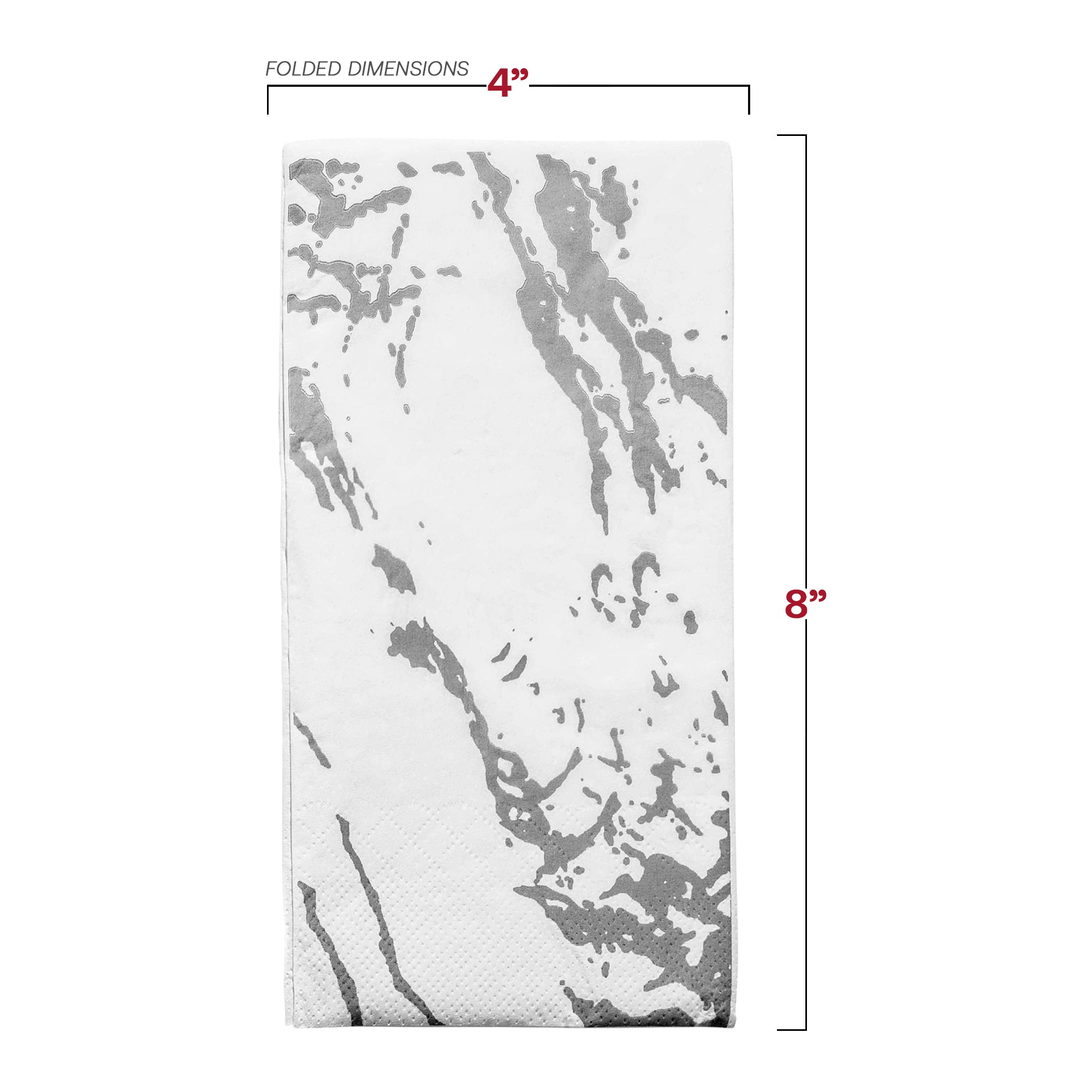 White with Silver Marble Paper Dinner Napkins
