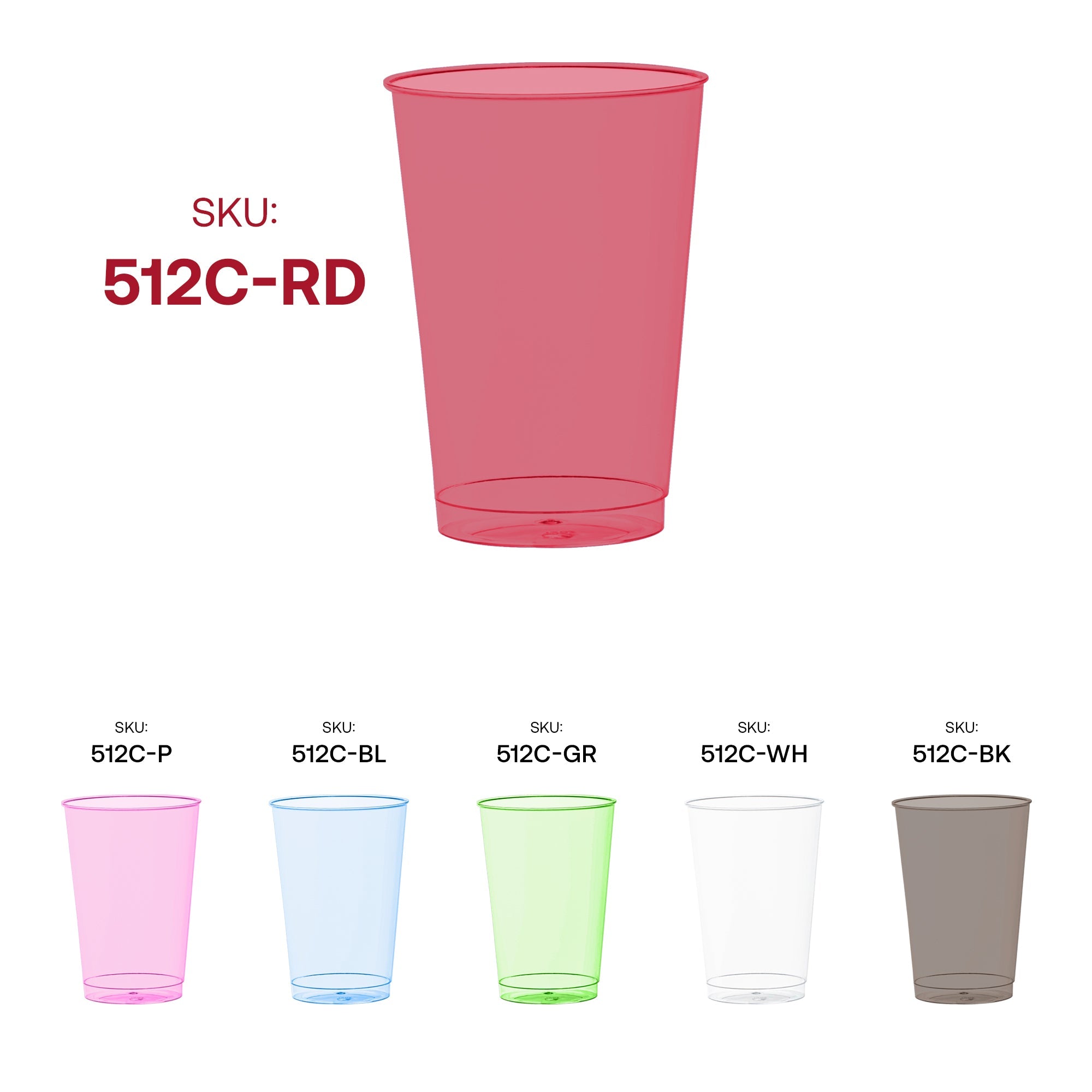 Clear Red Disposable Plastic Party Cups (12 oz. )