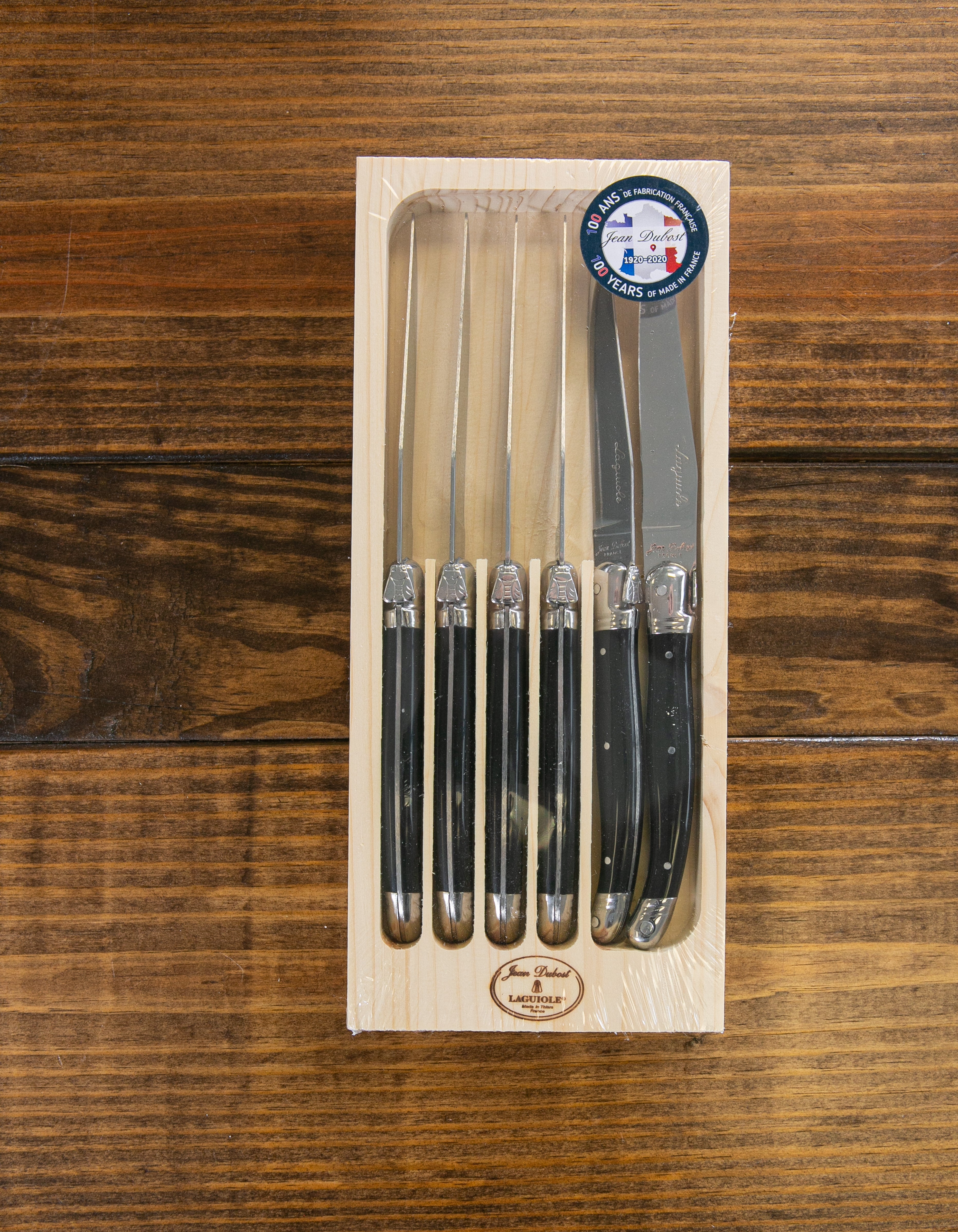 Laguiole Steak Knives (Set of 6) in Wood Tray