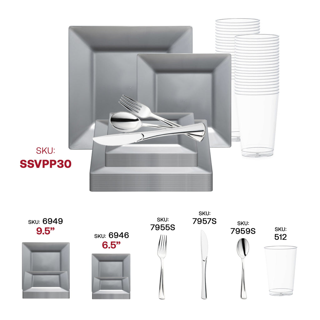 Silver Square Plastic Wedding Value Set