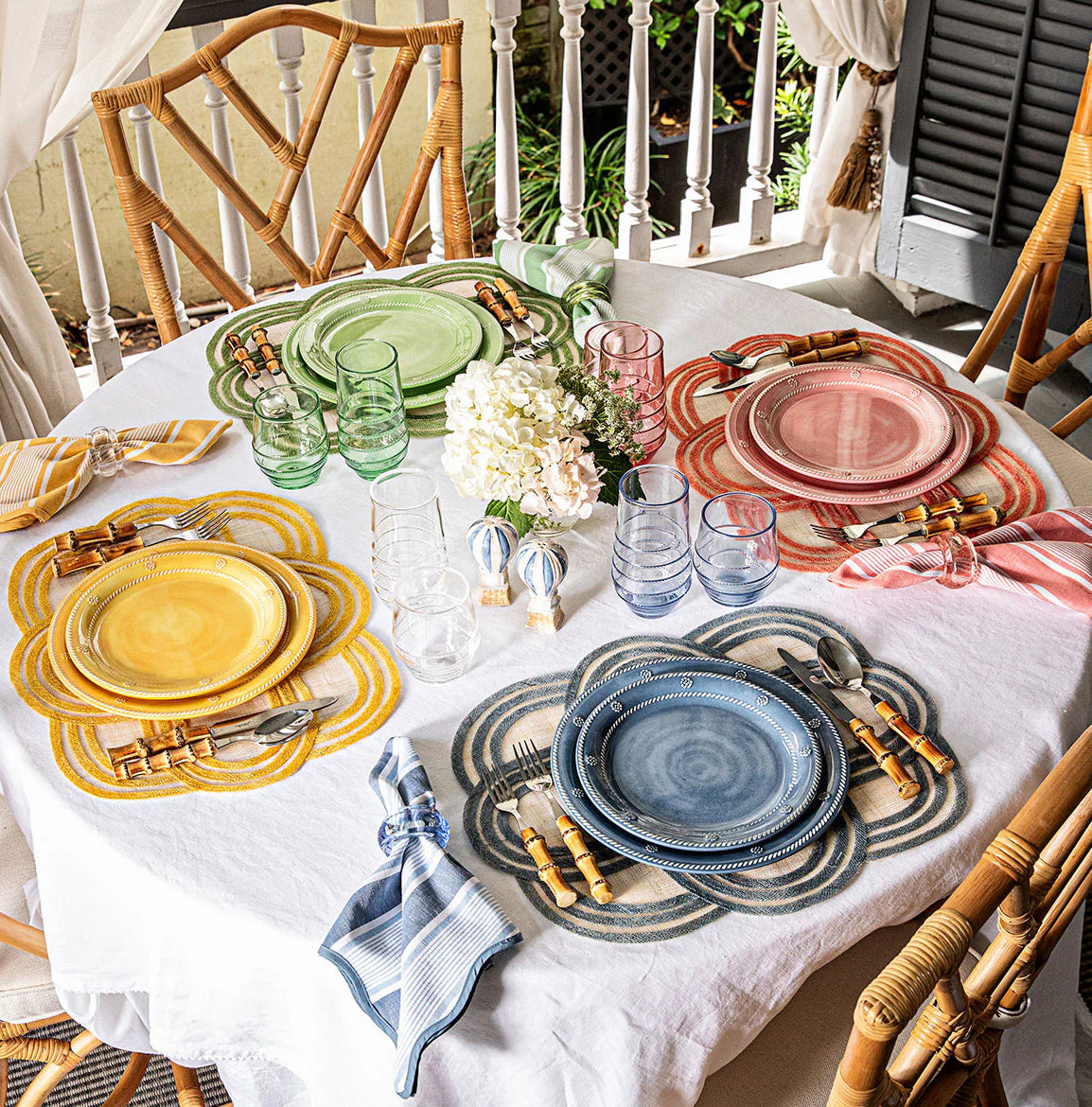 Juliska Melamine Berry & Thread 11" Dinner Plate Set/4 - Ocean or Seagrass