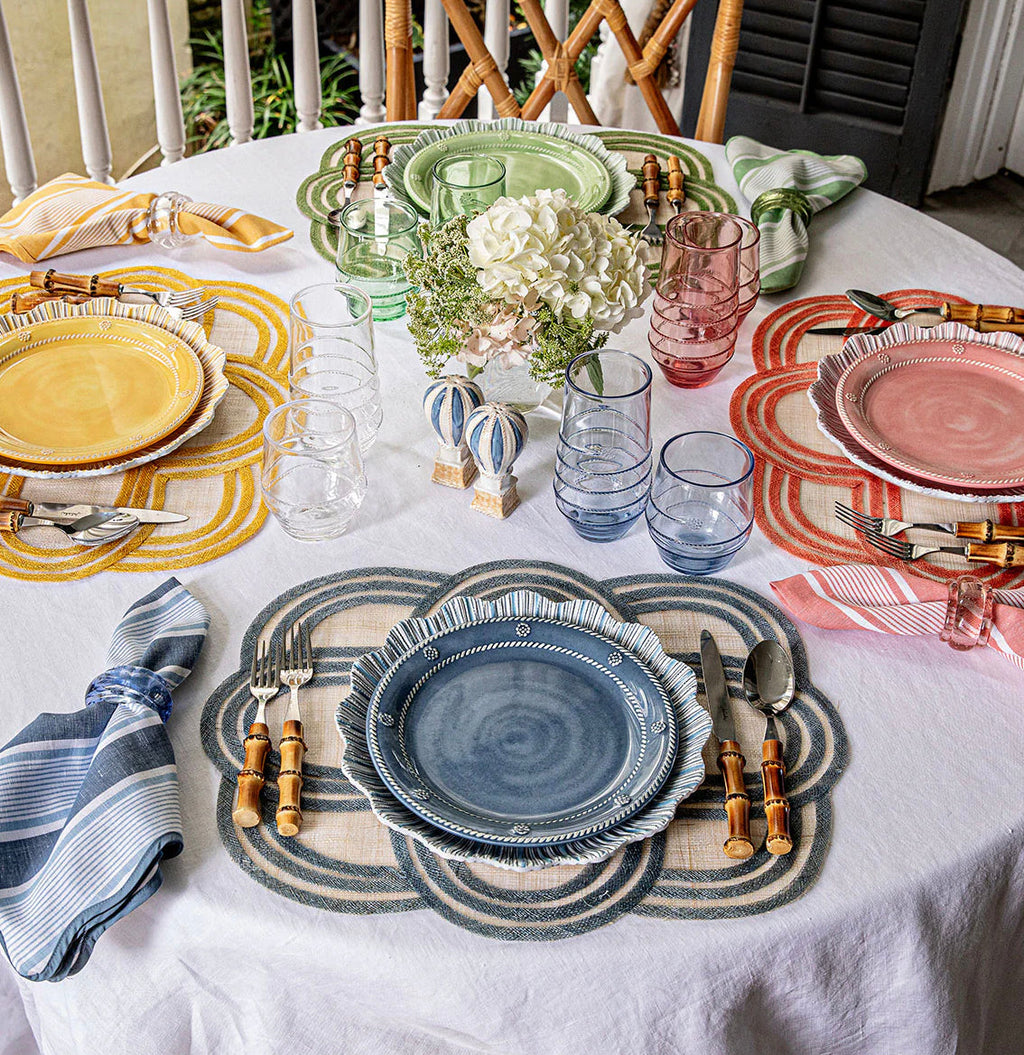 Juliska Melamine Berry & Thread 9" Dessert/Salad Plate Set of 4 - Ocean or Seagrass