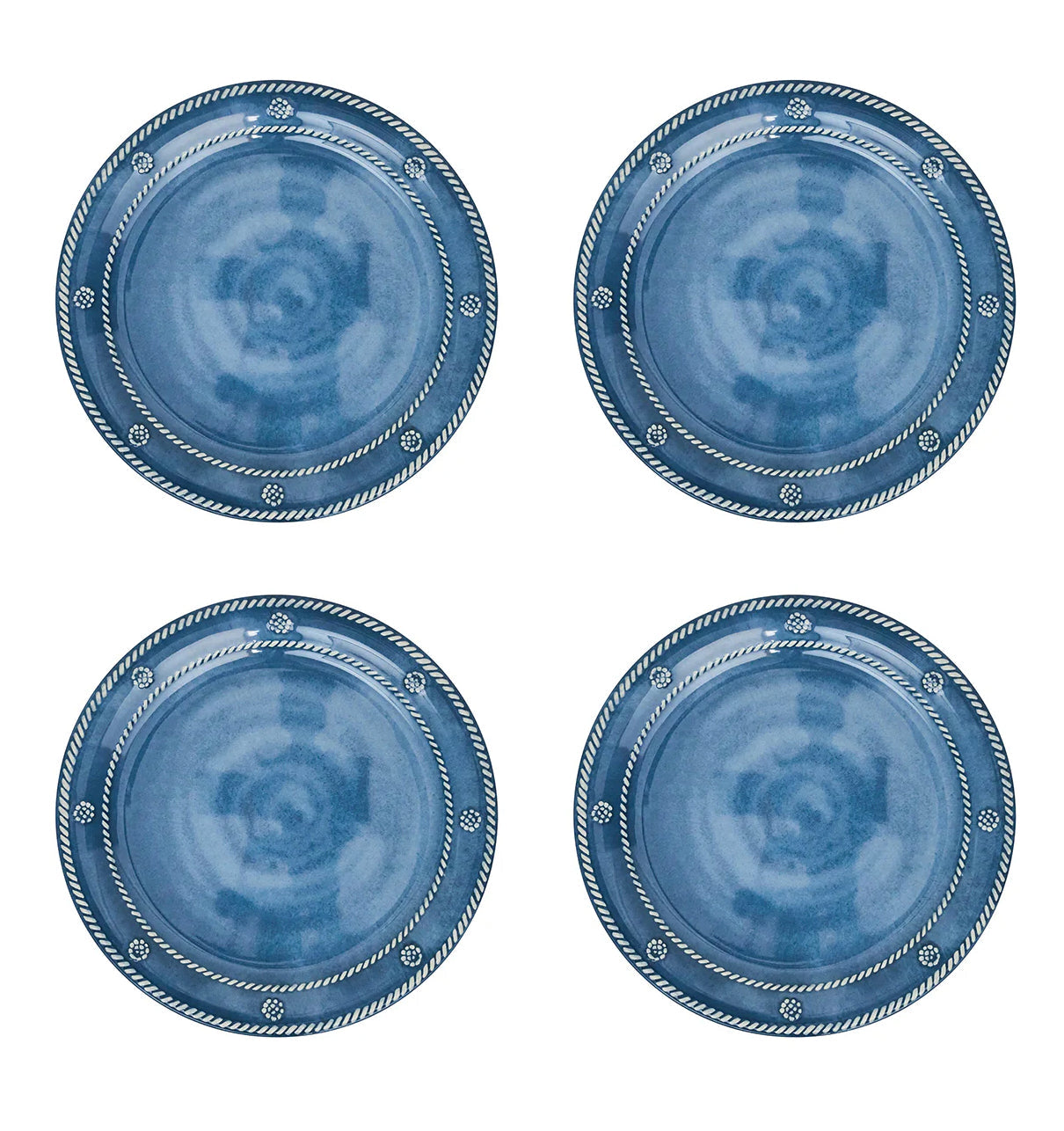 Juliska Melamine Berry & Thread 9" Dessert/Salad Plate Set of 4 - Ocean or Seagrass