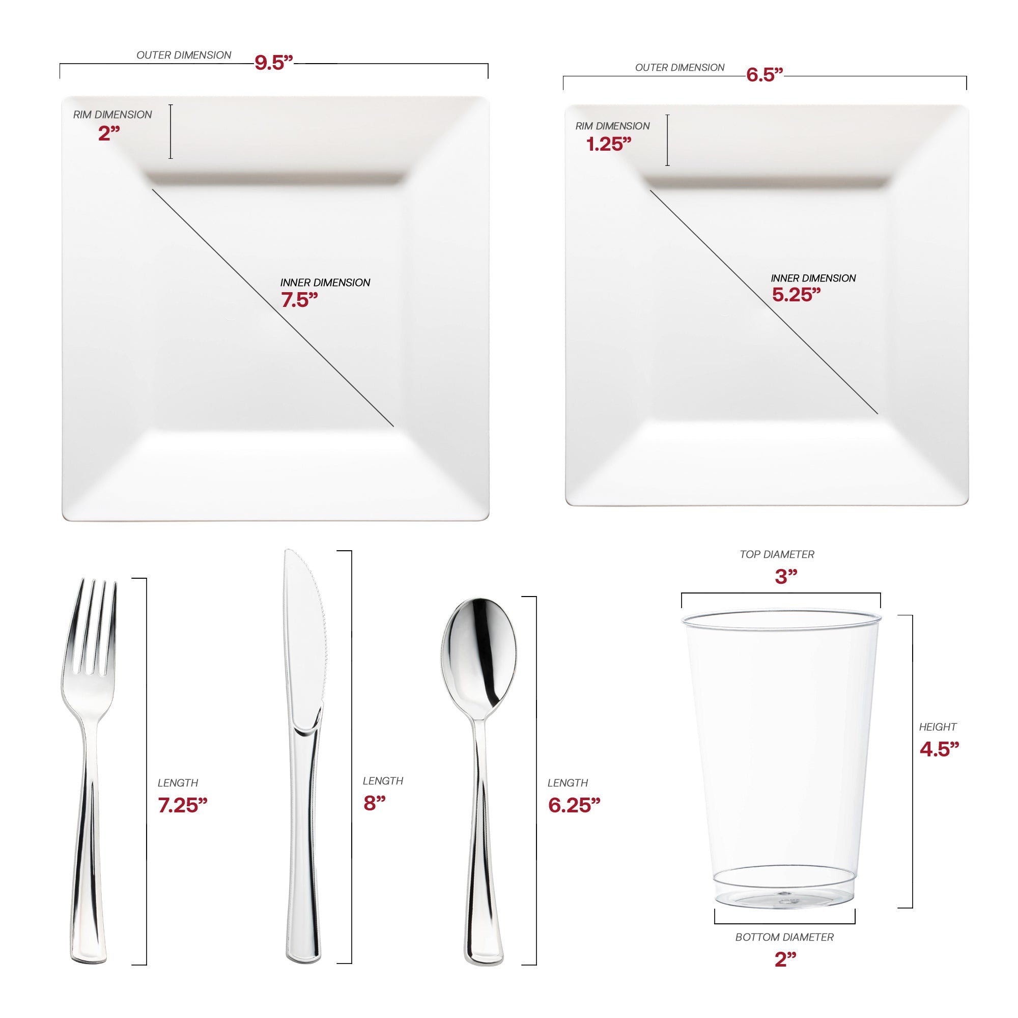 White Square Plastic Wedding Value Set
