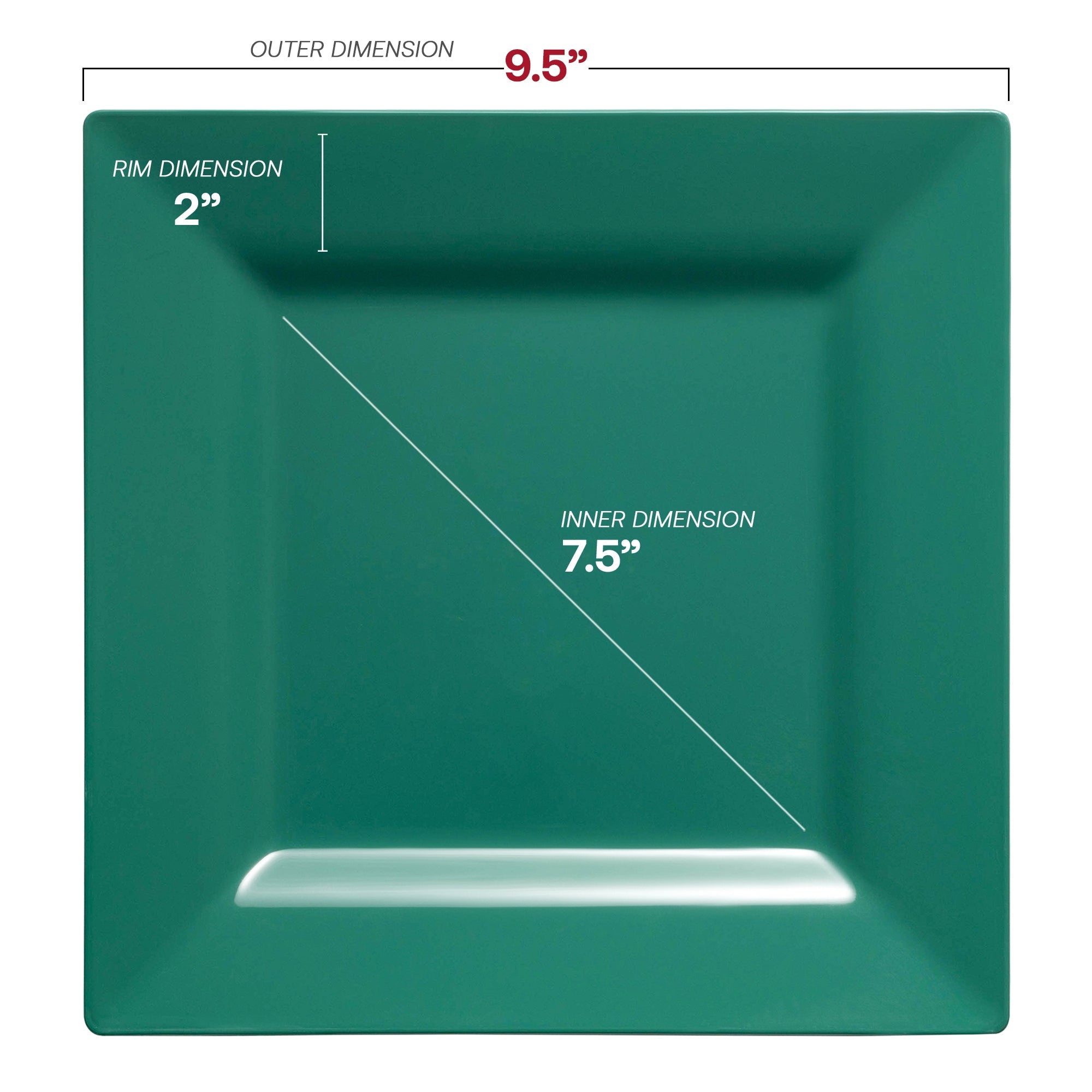 Hunter Green Square Plastic Plates Dinnerware Value Set