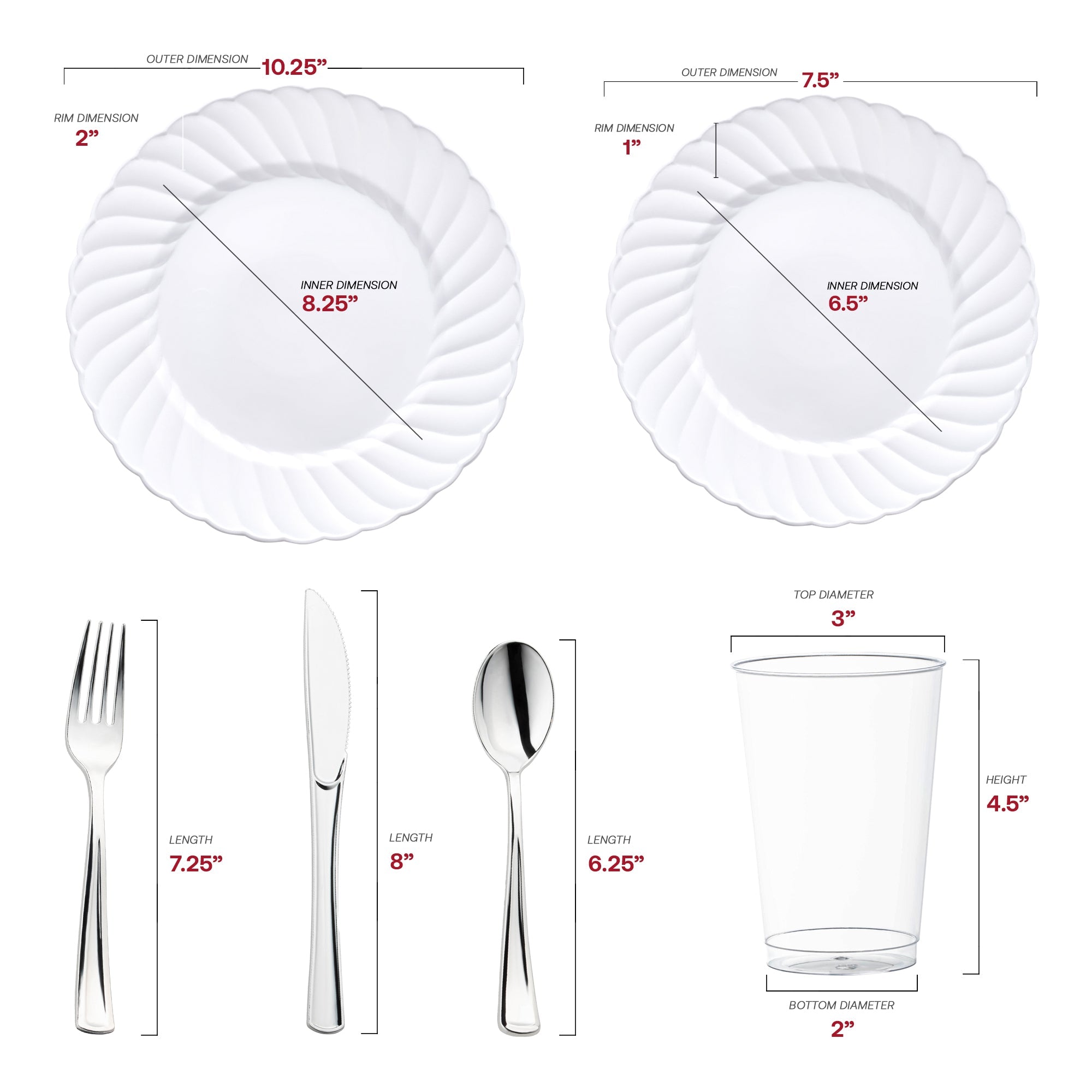 White Flair Plastic Wedding Value Set