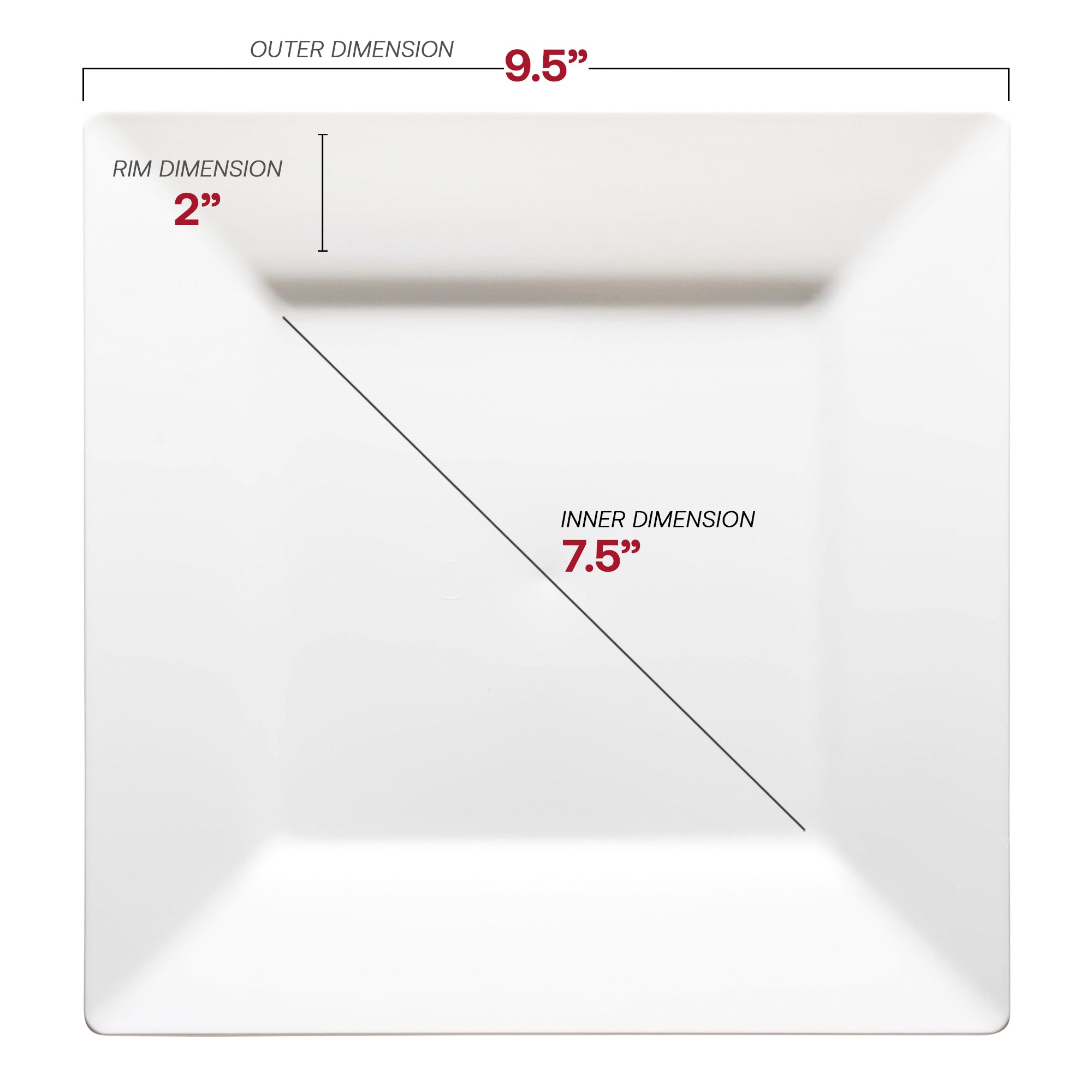 White Square Plastic Plates Dinnerware Value Set