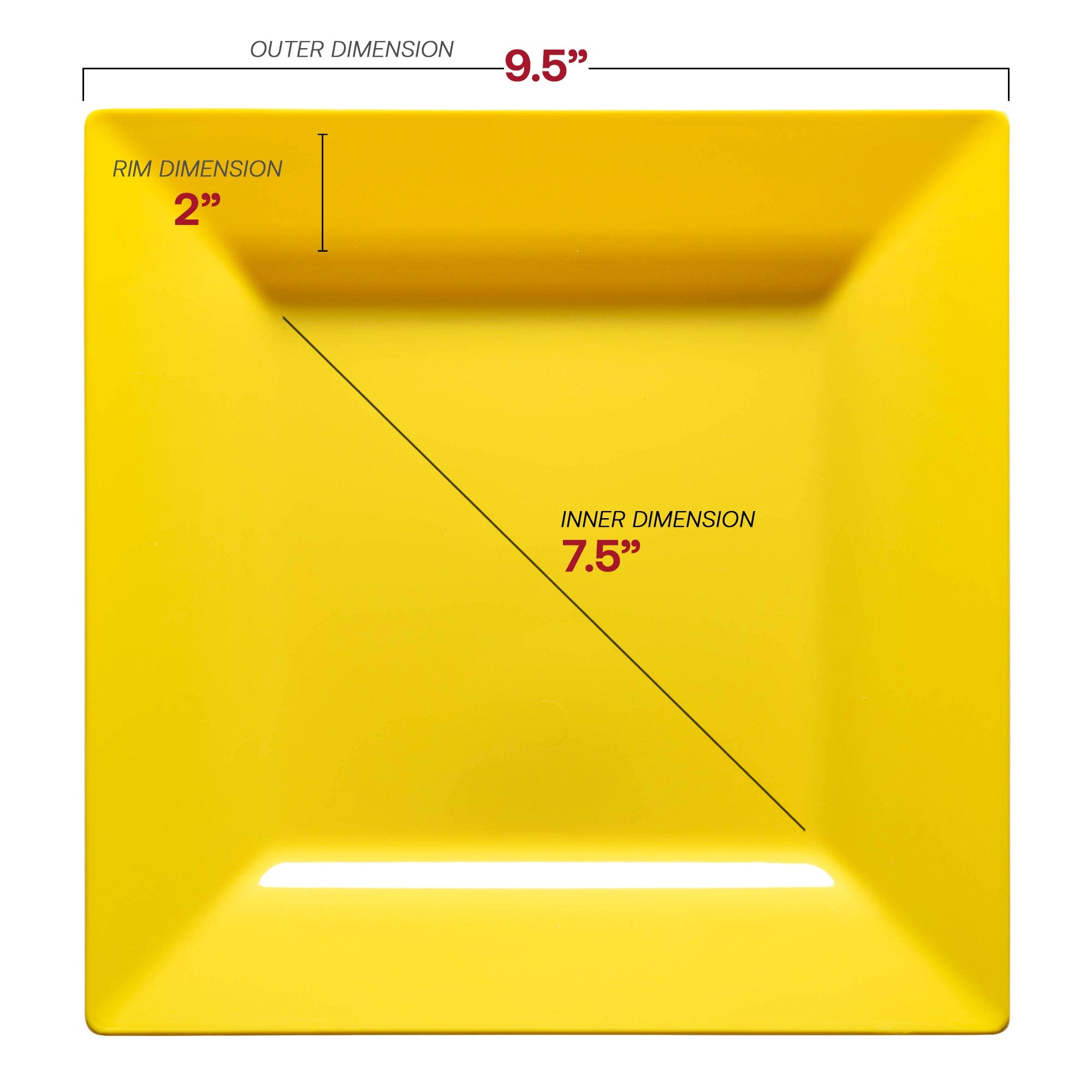 Yellow Square Plastic Dinnerware Value Set
