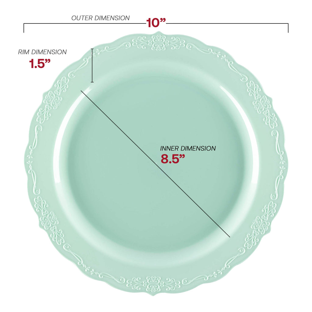 Turquoise Vintage Round Disposable Plastic Dinnerware Value Set