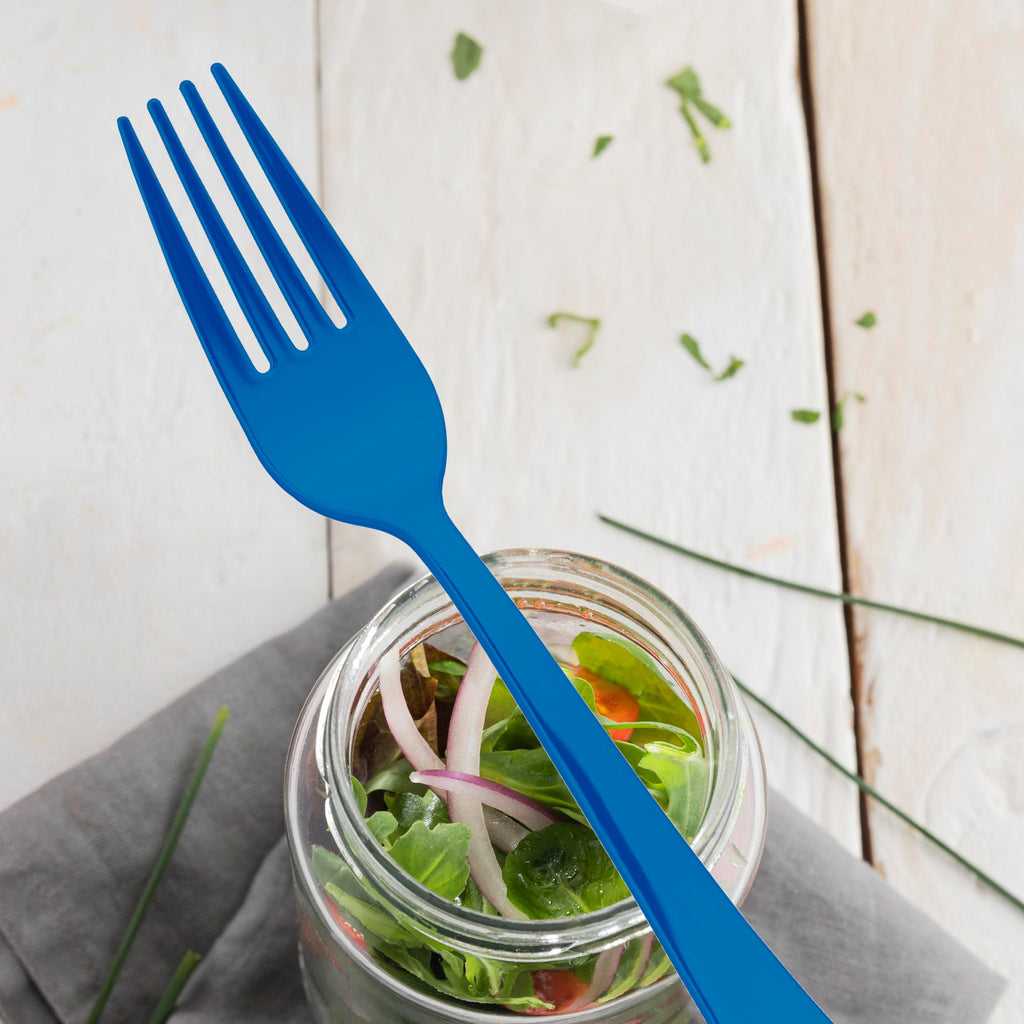 Blue Disposable Plastic Party Forks