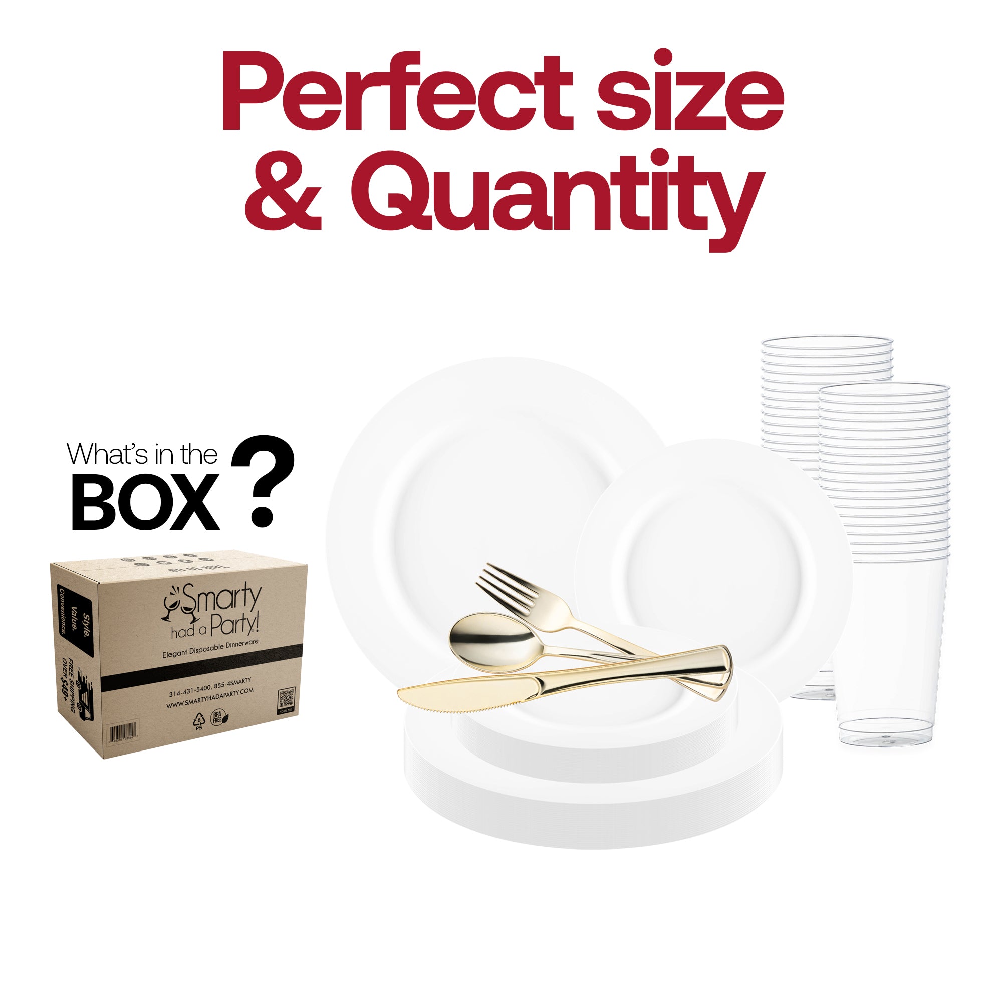 Matte Milk White Round Disposable Plastic Wedding Value Set
