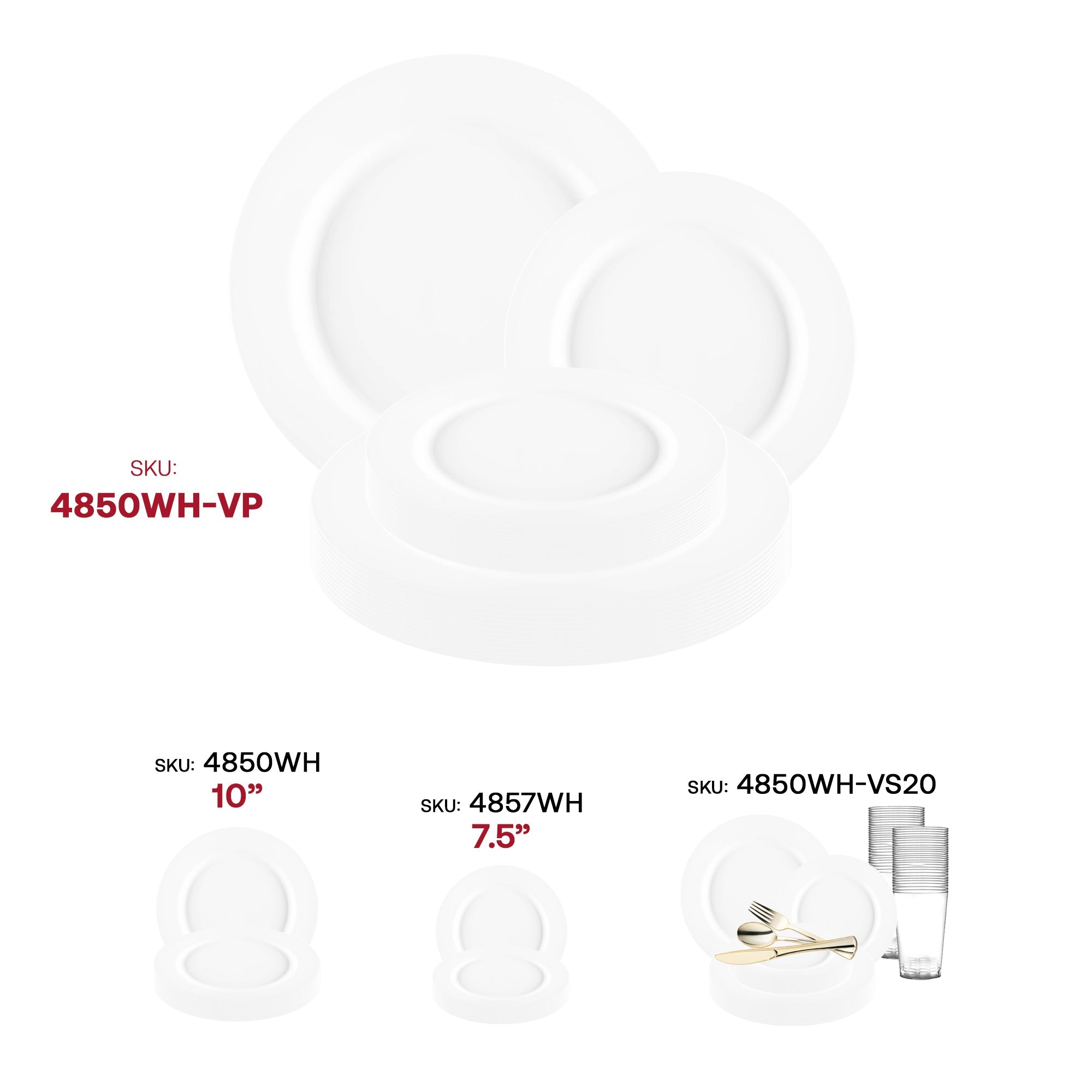 Matte Milk White Round Disposable Plastic Dinnerware Value Set