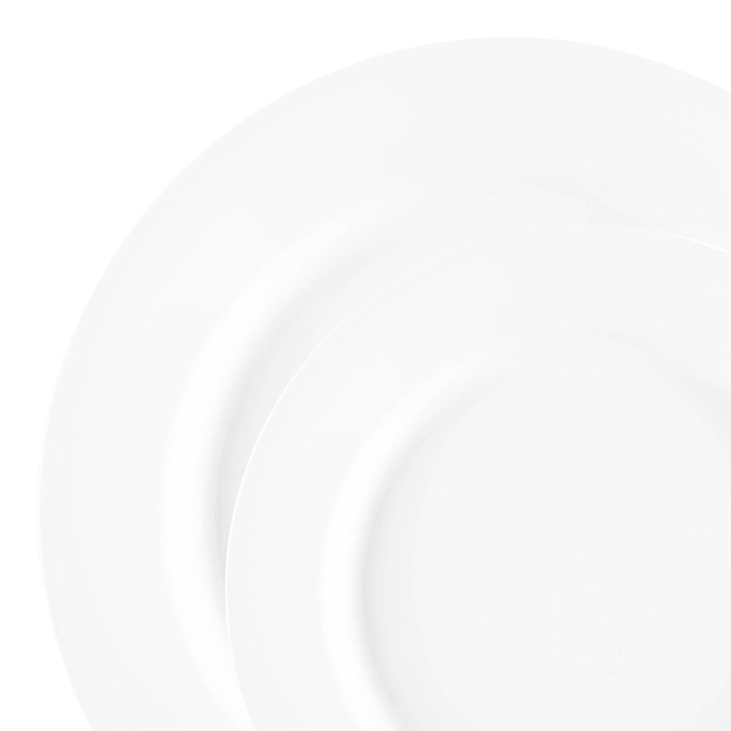 Matte Milk White Round Disposable Plastic Dinnerware Value Set