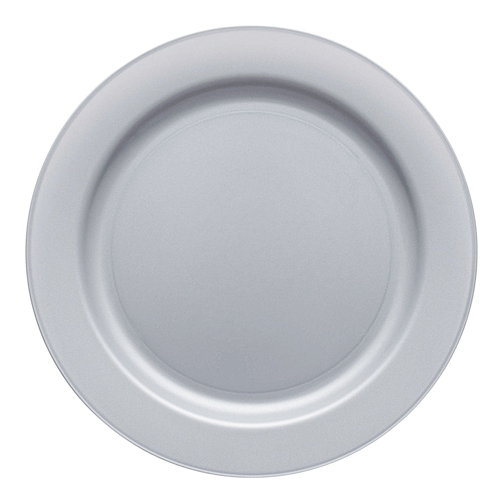 Matte Steel Gray Round Disposable Plastic Appetizer/Salad Plates (7.5")