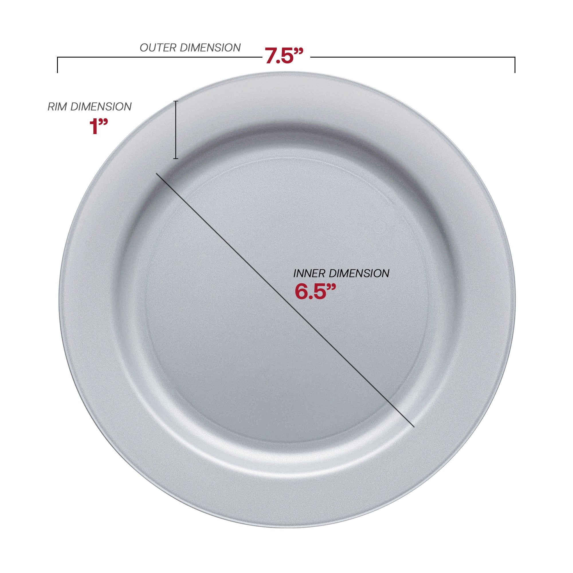 Matte Steel Gray Round Disposable Plastic Dinnerware Value Set