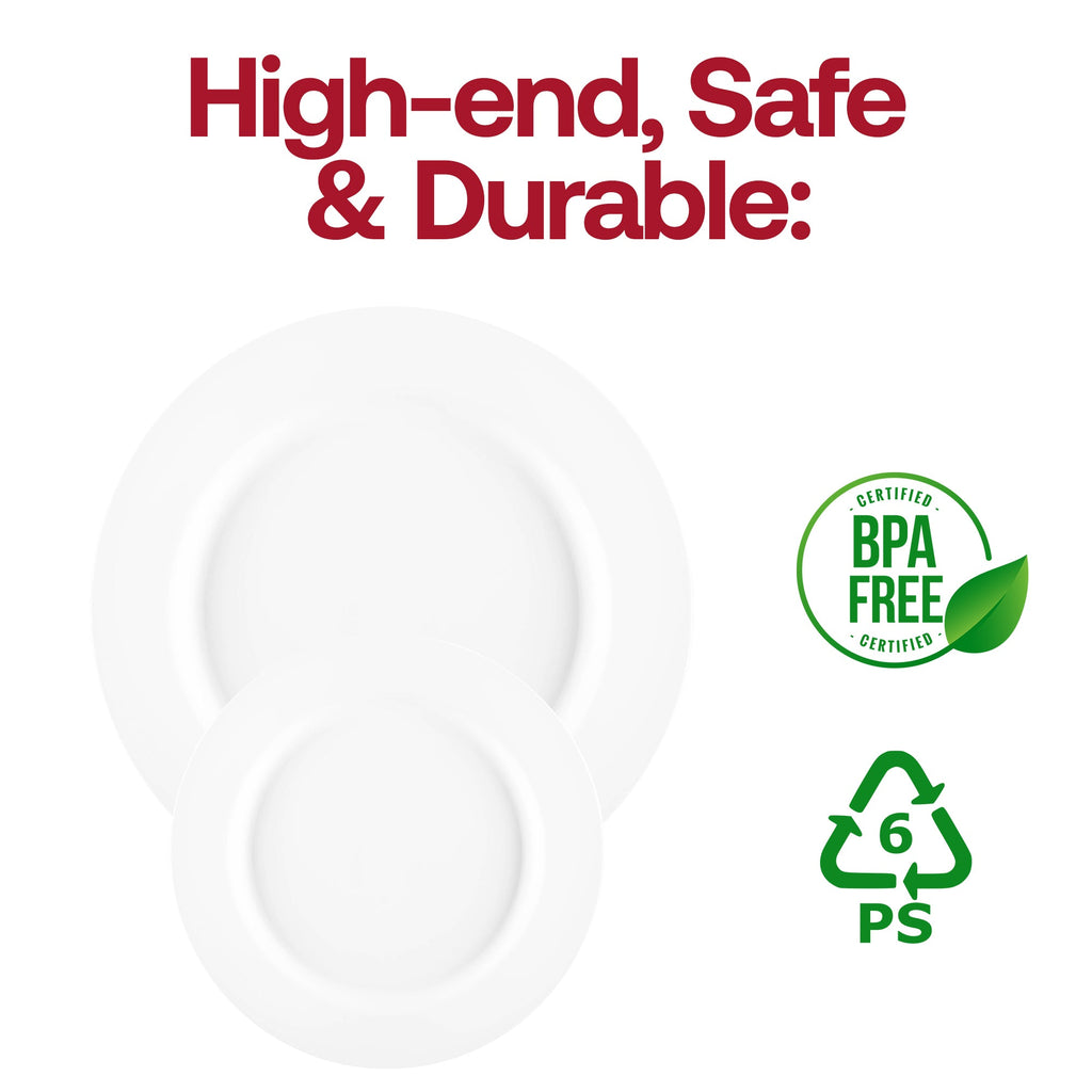 Matte Milk White Round Disposable Plastic Dinnerware Value Set