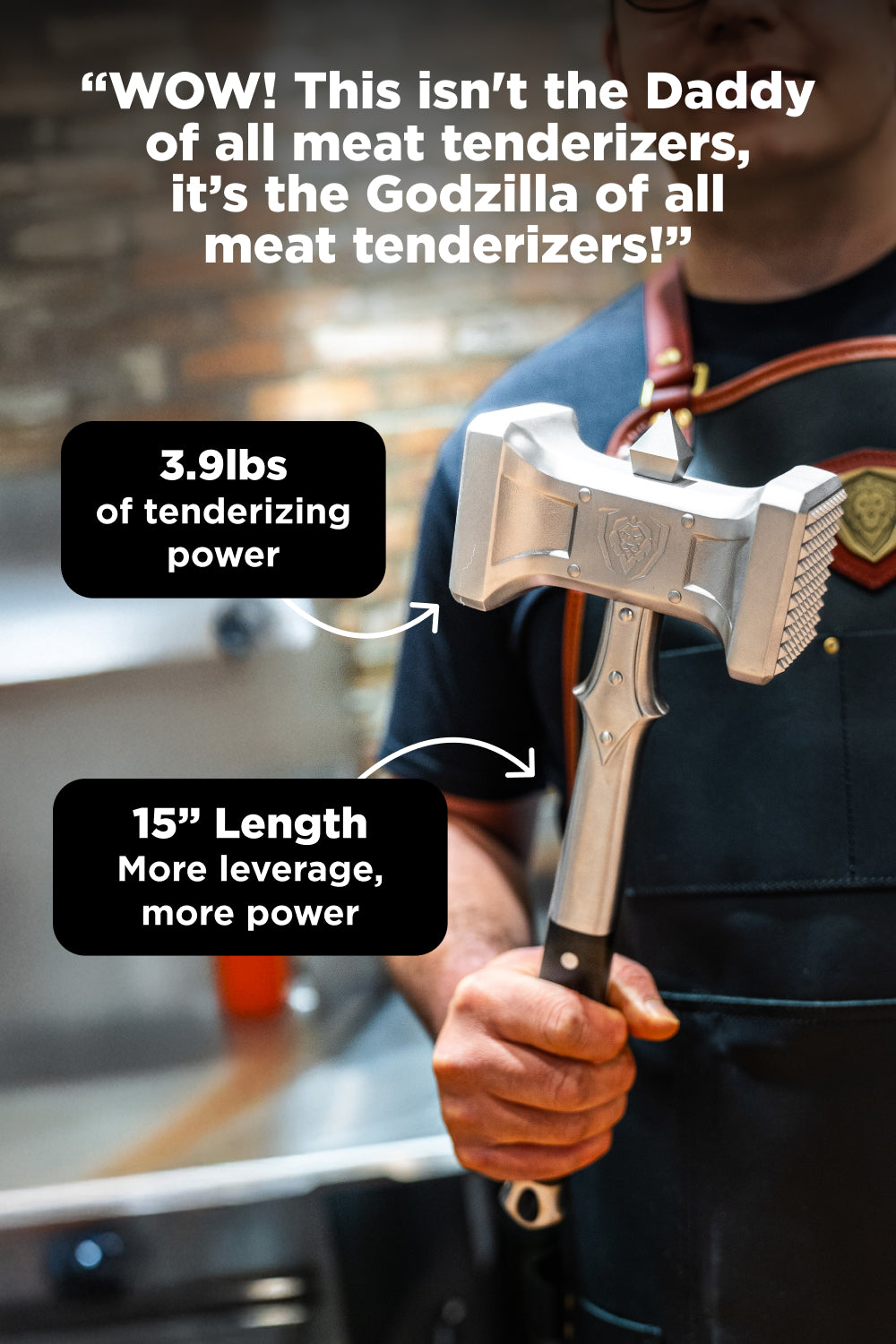 Meat Tenderizer 15" | Dual Sided, Heavy Duty & Extra-Large Hammer | Dalstrong ©
