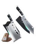 Meat Prep Bundle | 9" Obliterator Meat Cleaver with Stand + 8" Chef & Cleaver Hybrid Crixus Knife