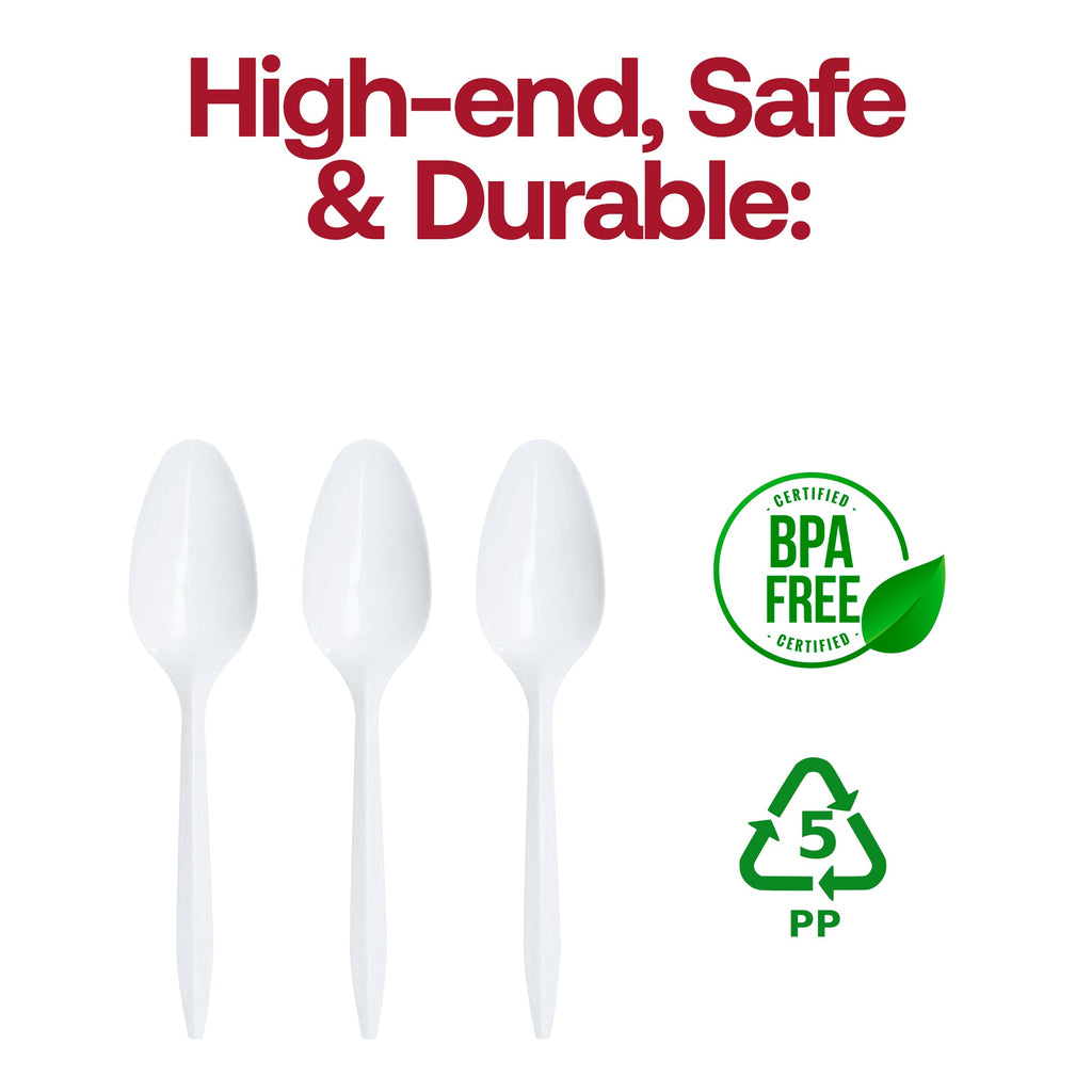 Medium Weight Disposable Plastic Teaspoons