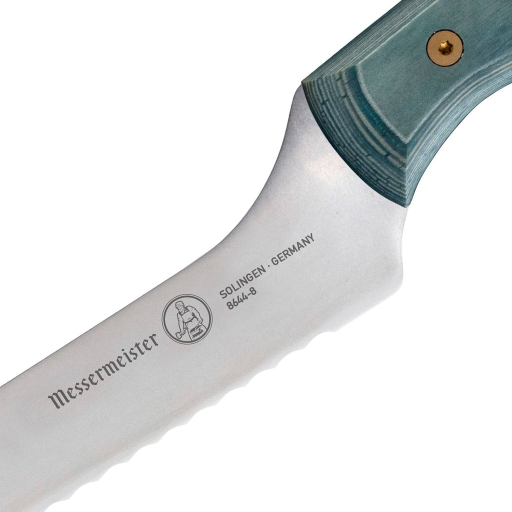 Custom Blue Scalloped Offset Knife - 8"