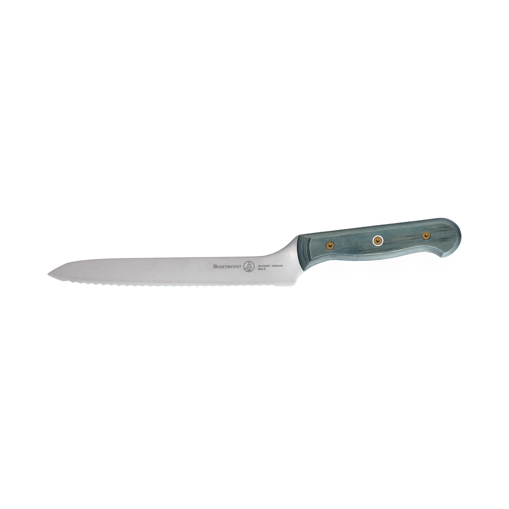 Custom Blue Scalloped Offset Knife - 8"