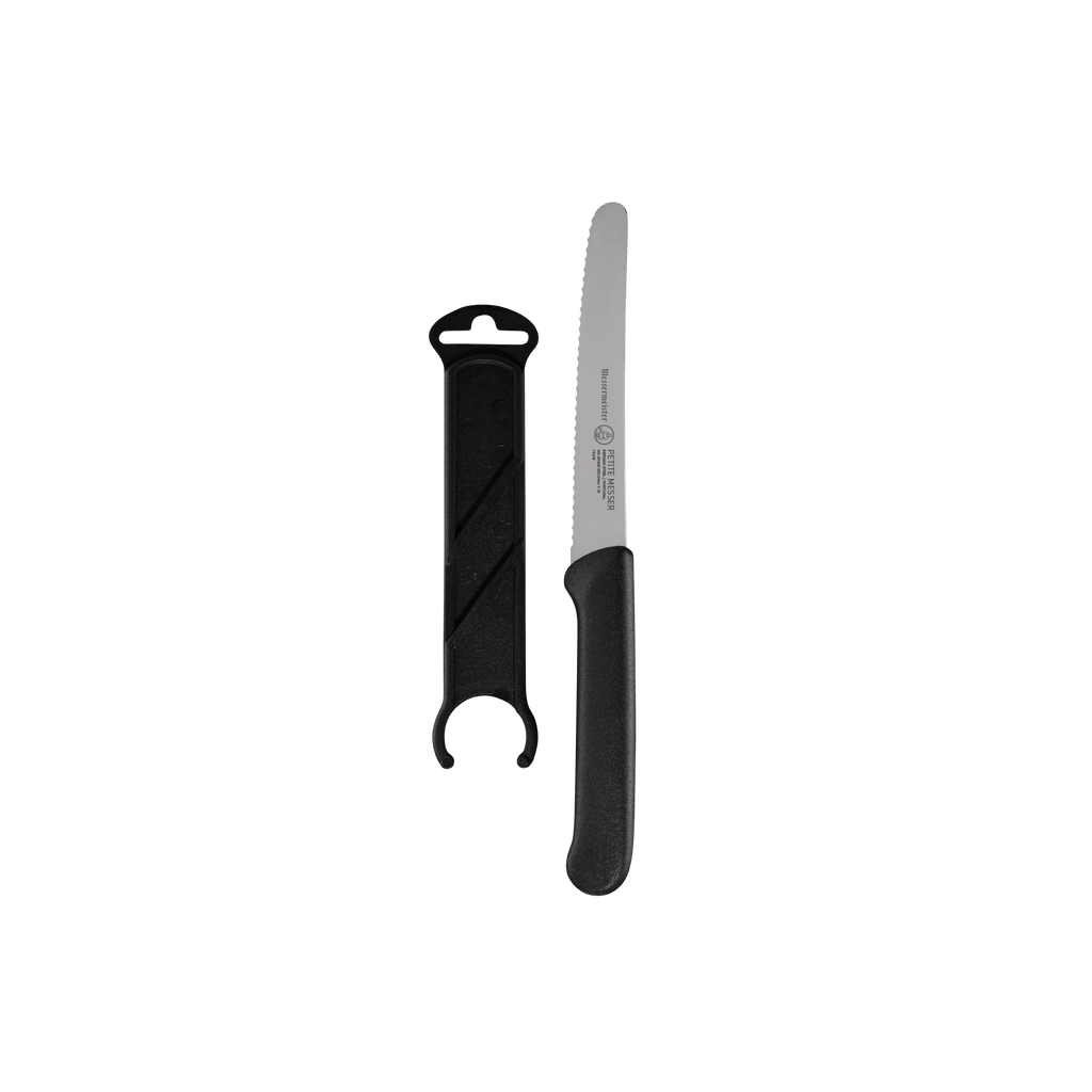 Black Serrated Tomato Knife with Matching Sheath - 4.5"