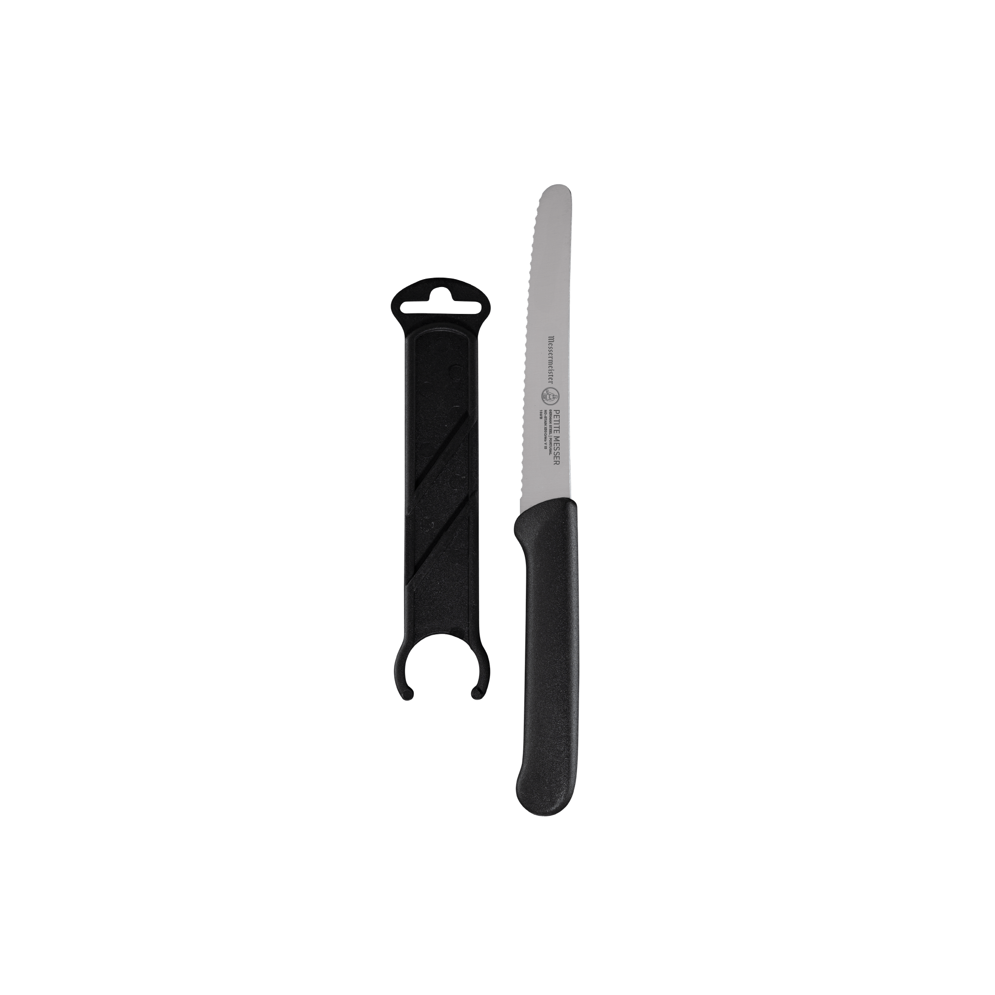 Black Serrated Tomato Knife with Matching Sheath - 4.5"