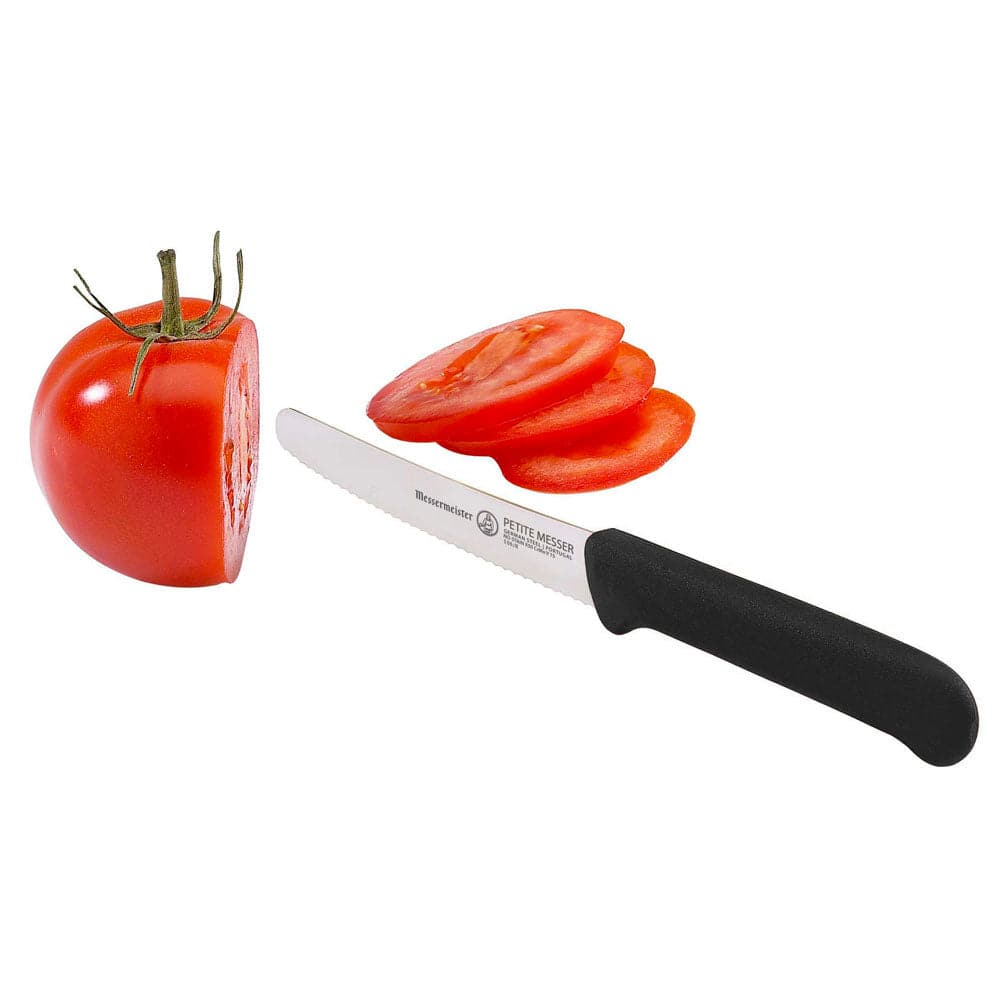 Black Serrated Tomato Knife with Matching Sheath - 4.5"