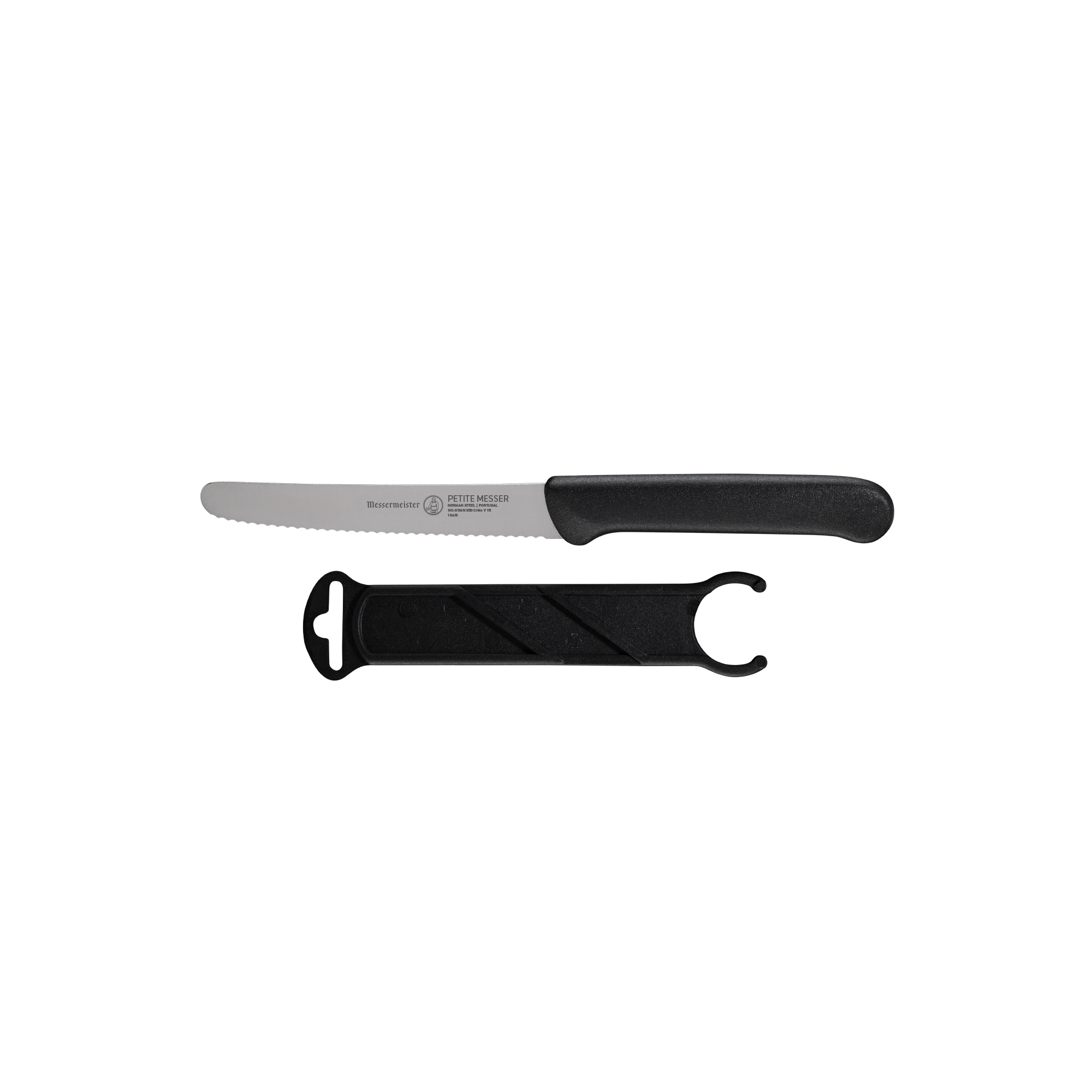 Black Serrated Tomato Knife with Matching Sheath - 4.5"