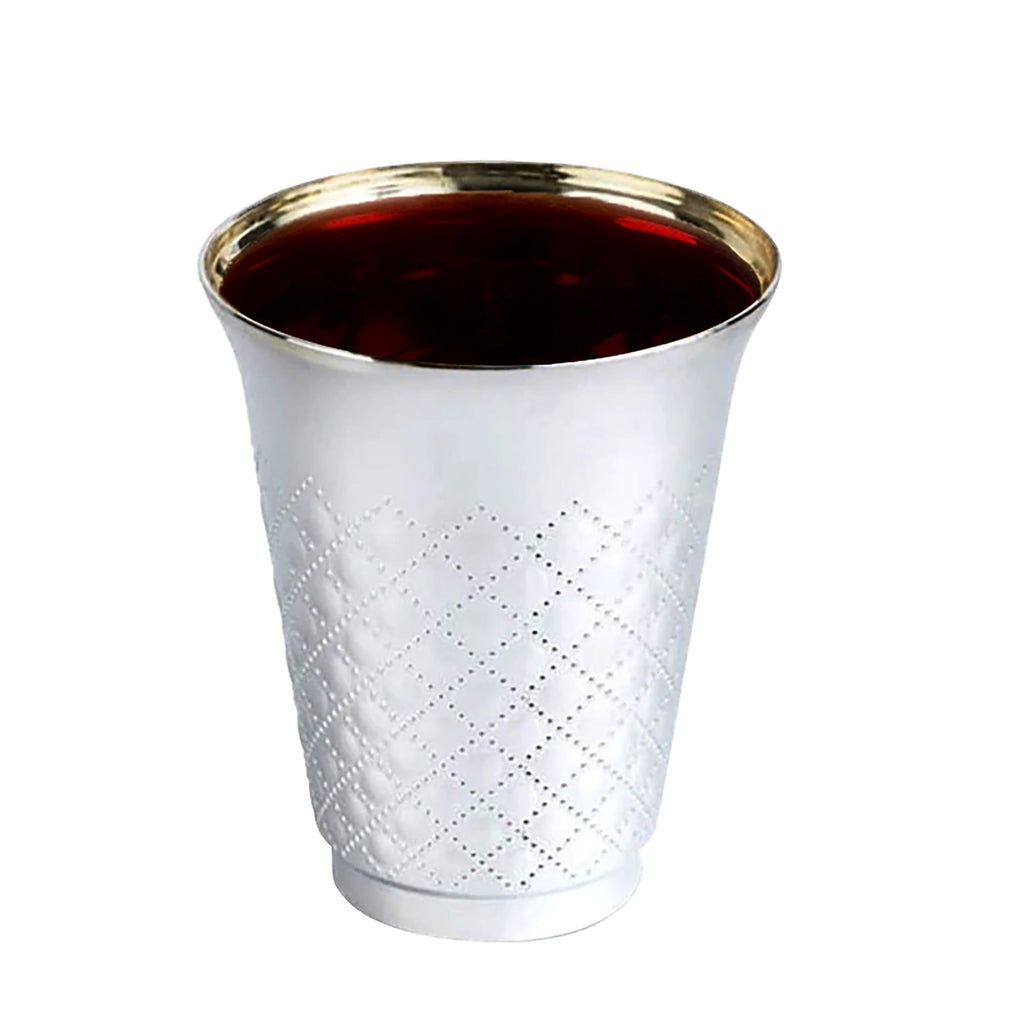 Shiny Metallic Aluminum Silver Round Plastic Kiddush Cups (5 oz. )