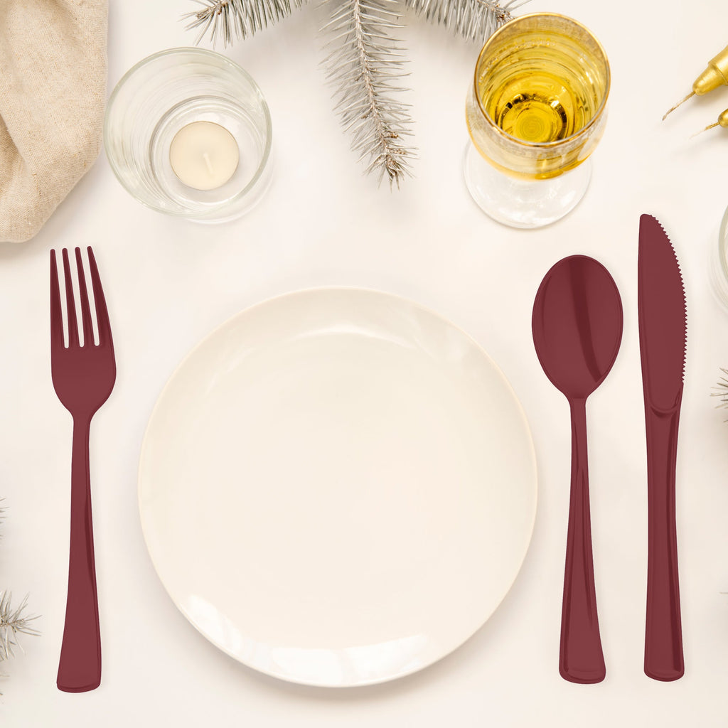 Red Disposable Plastic Party Cutlery Set