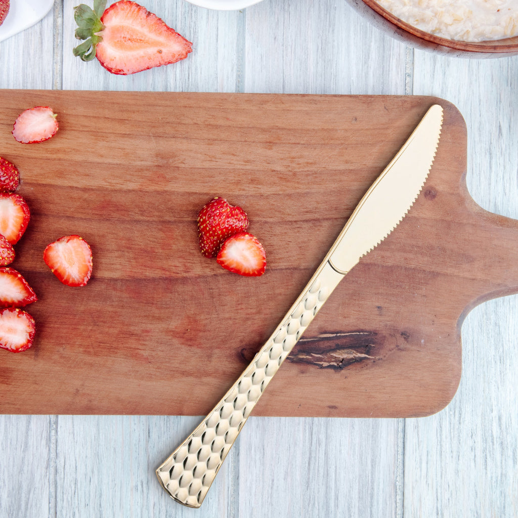 Shiny Gold Glamour Cutlery Disposable Plastic Knives