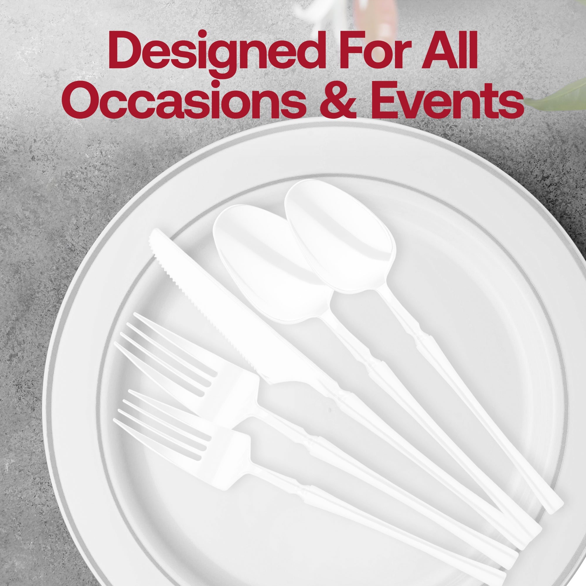 Solid White Moderno Disposable Plastic Dinner Spoons
