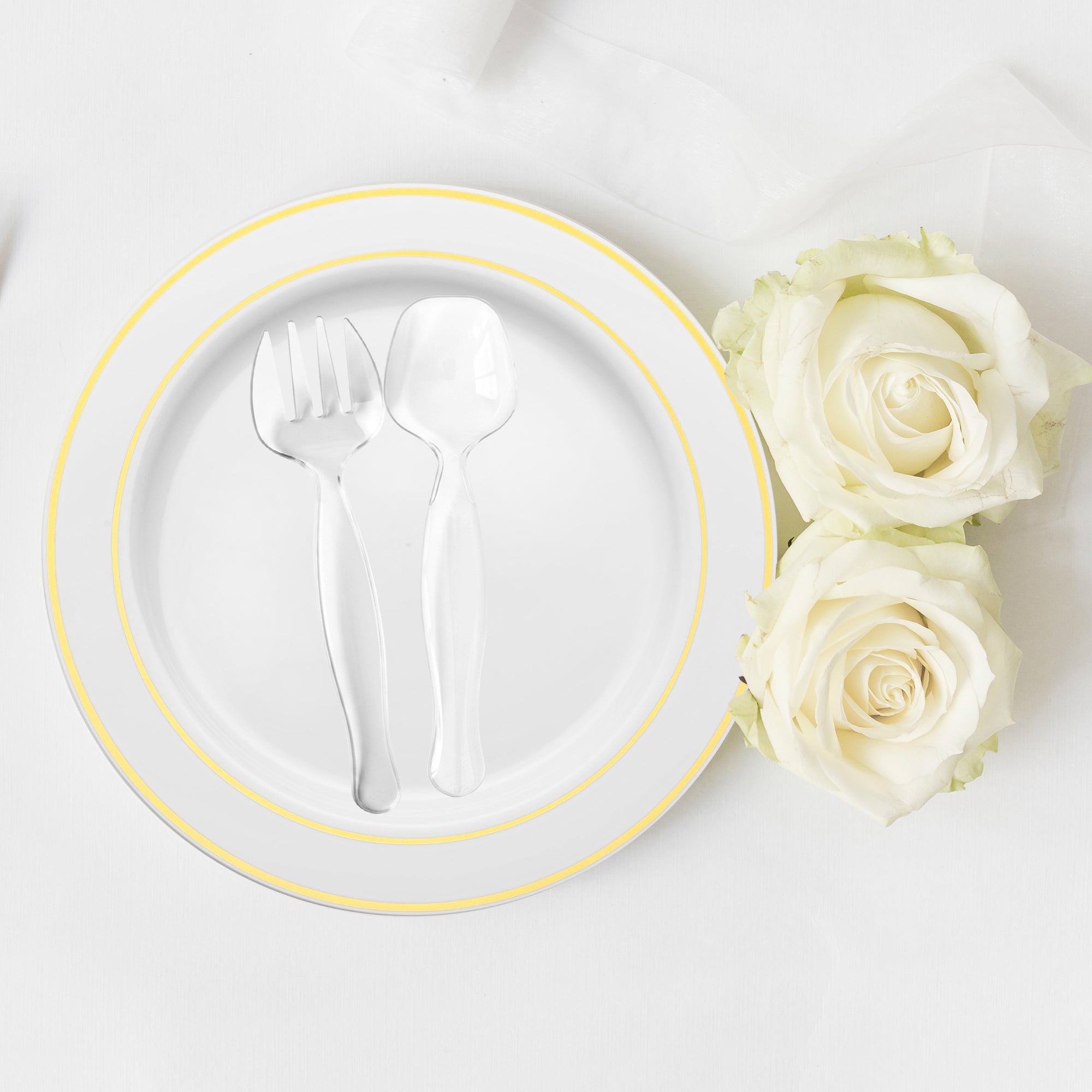 Clear Disposable Plastic Serving Flatware Set