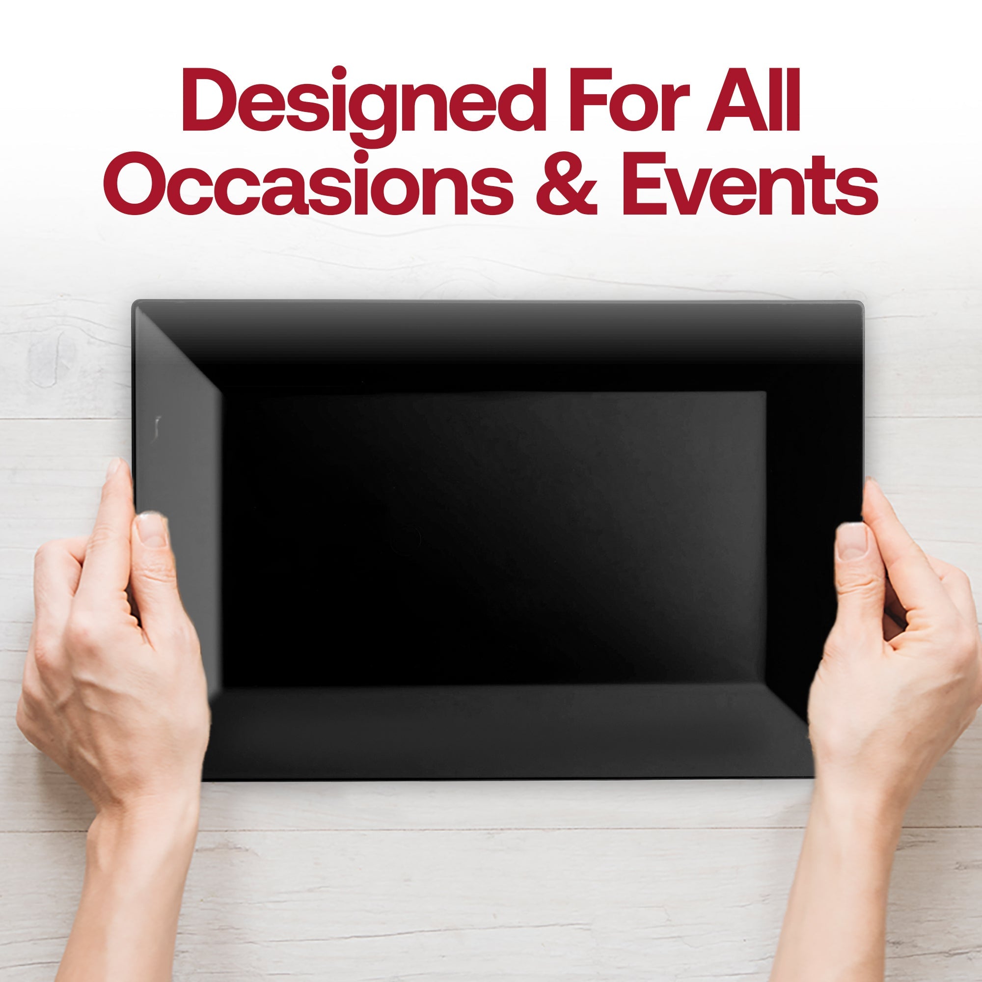 Black Rectangular Plastic Dessert Plates (5.5" x 8.5")