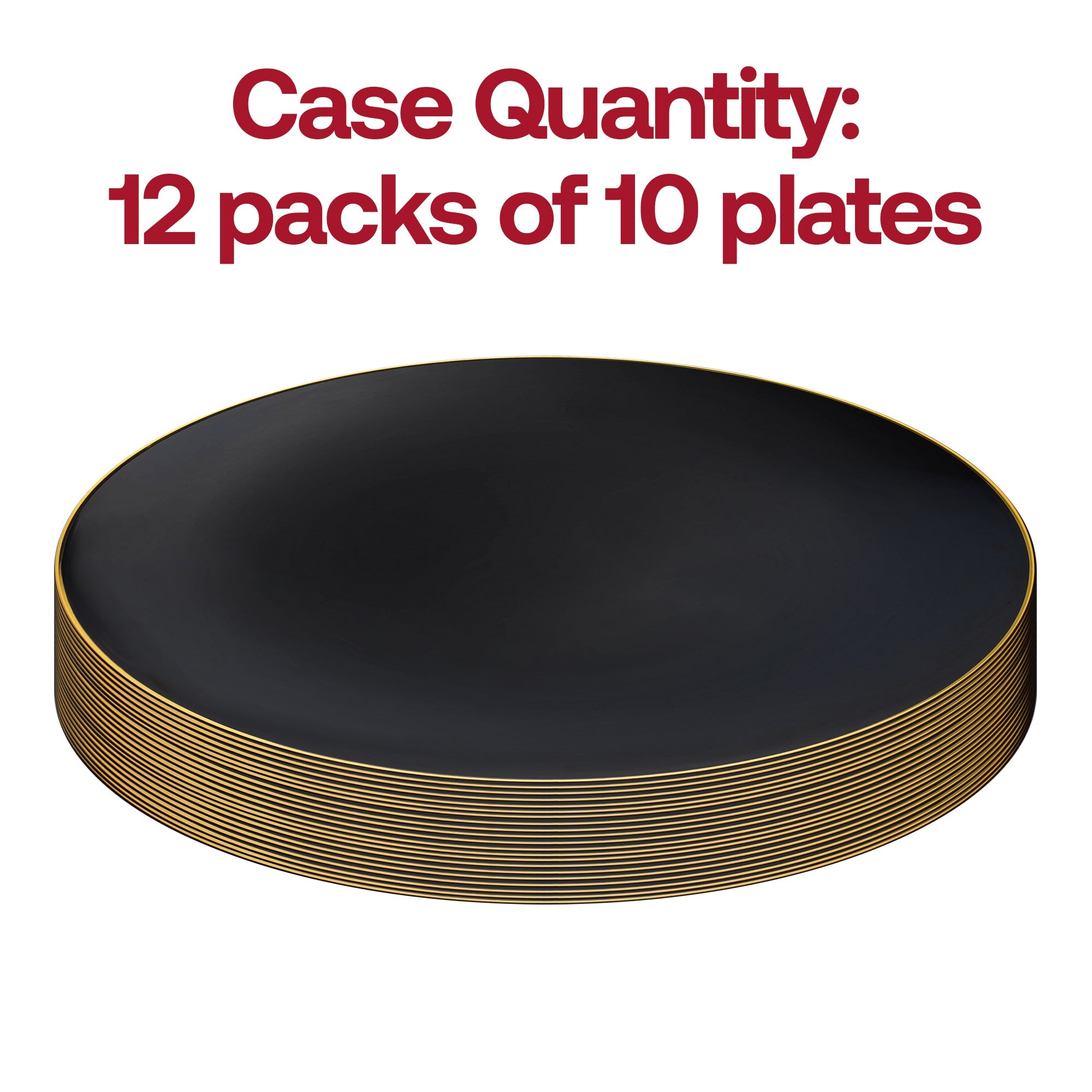 Black with Gold Rim Organic Round Disposable Plastic Appetizer/Salad Plates (7.5")