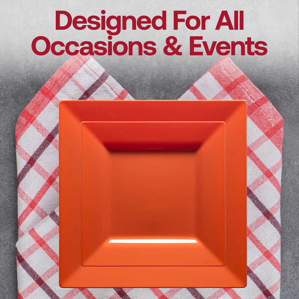Burnt Orange Square Plastic Cake Plates (6.5")