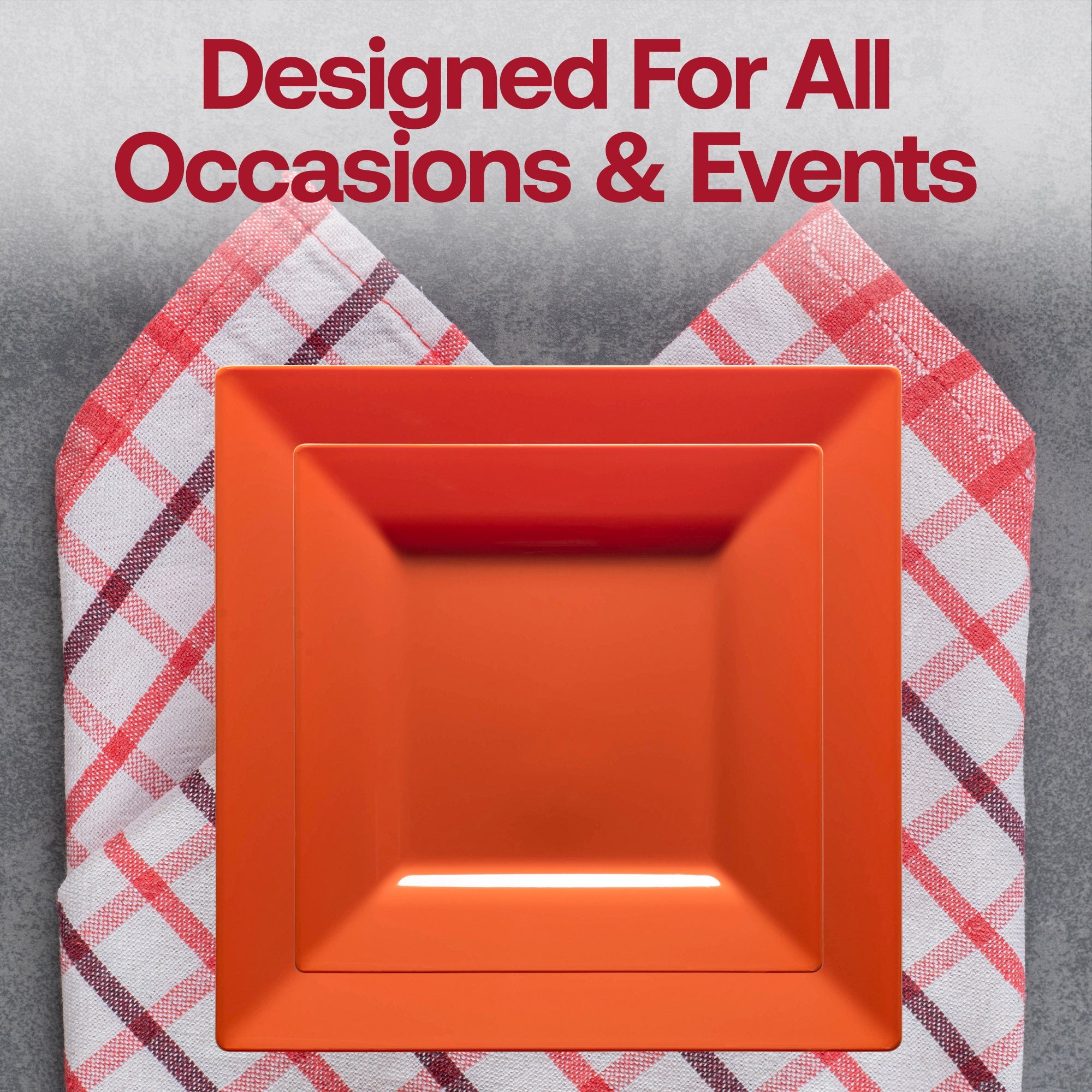 Burnt Orange Square Plastic Cake Plates (6.5")