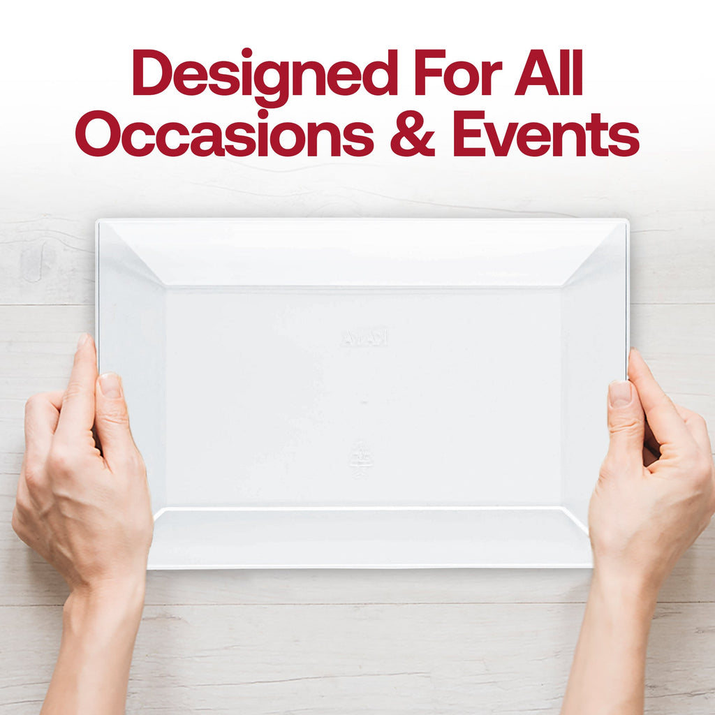 Clear Rectangular Plastic Dessert Plates (5.5" x 8.5")