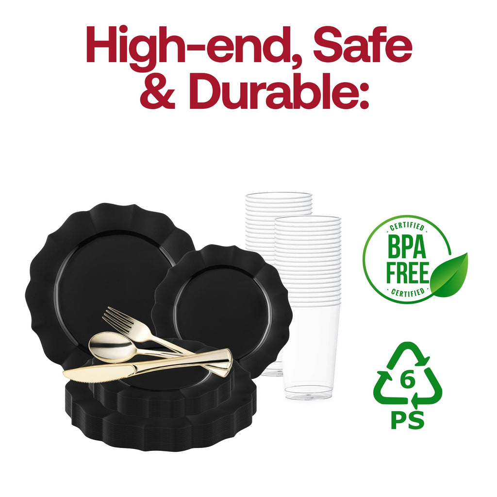 Black Round Lotus Plastic Wedding Value Set