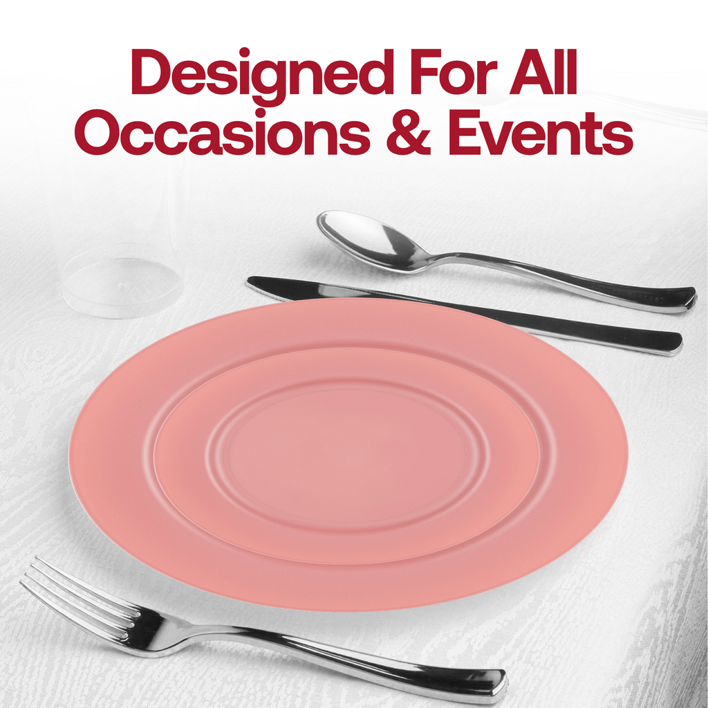 Matte Fuchsia Round Disposable Plastic Appetizer/Salad Plates (7.5")