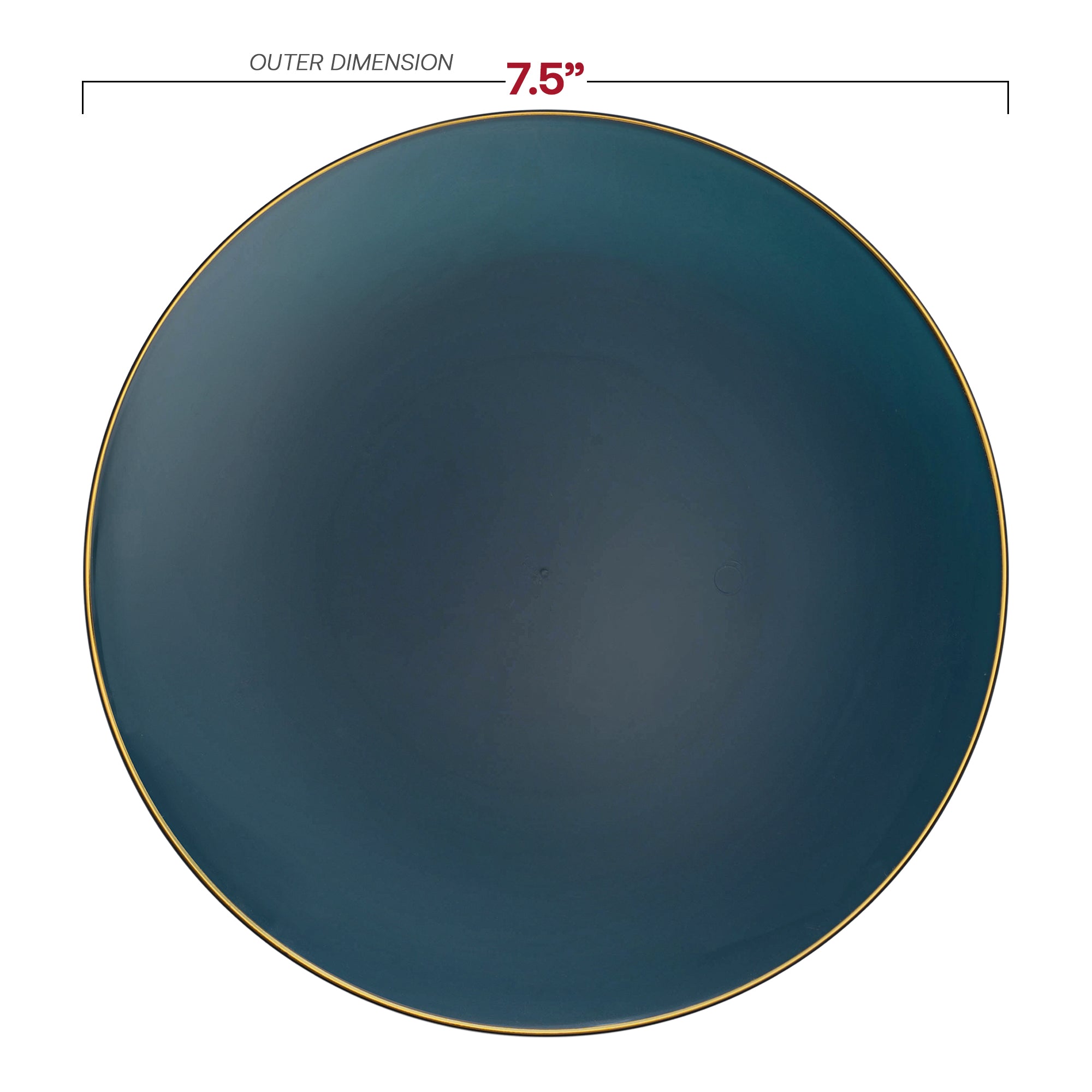 Navy with Gold Rim Organic Round Disposable Plastic Appetizer/Salad Plates (7.5")