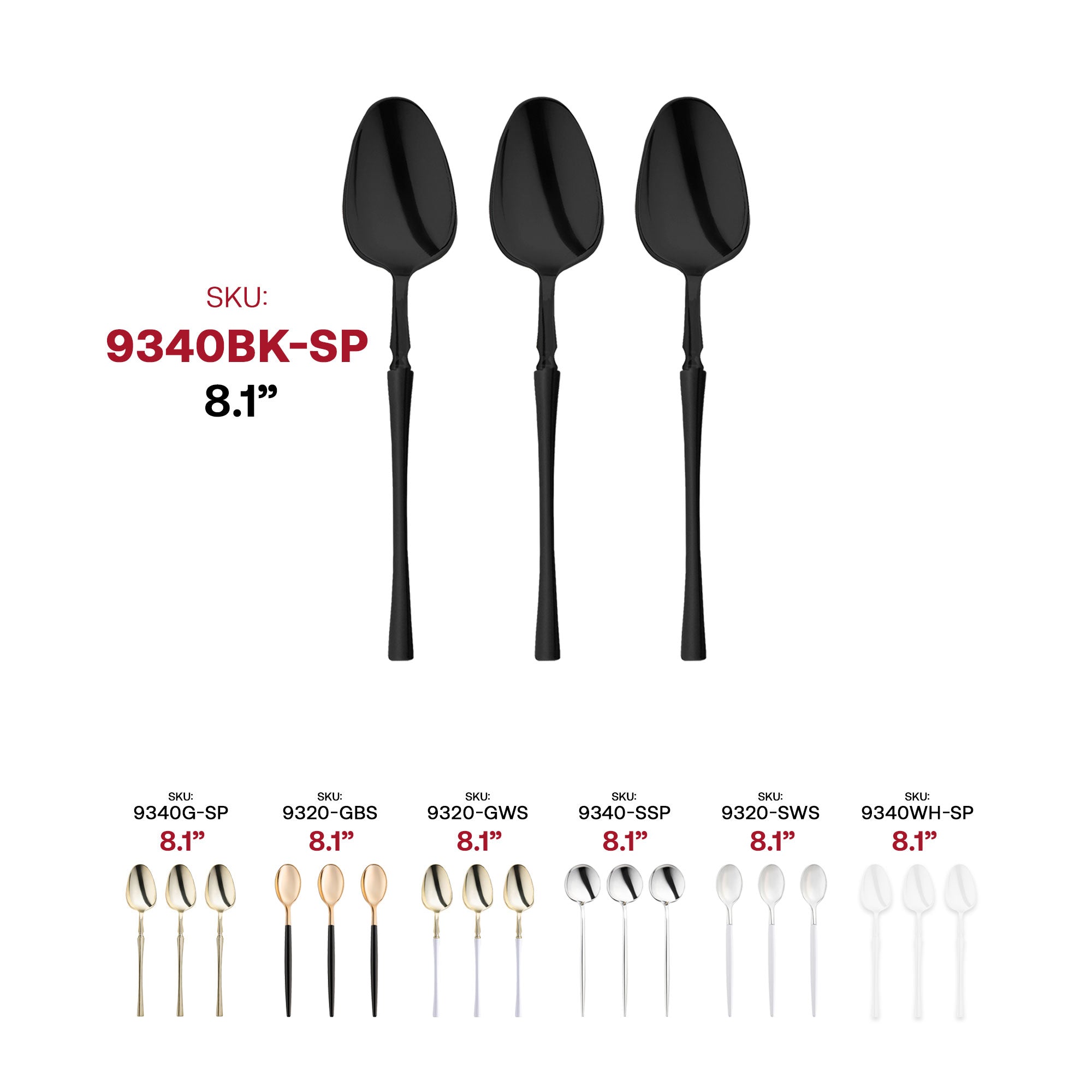 Solid Black Moderno Disposable Plastic Dinner Spoons