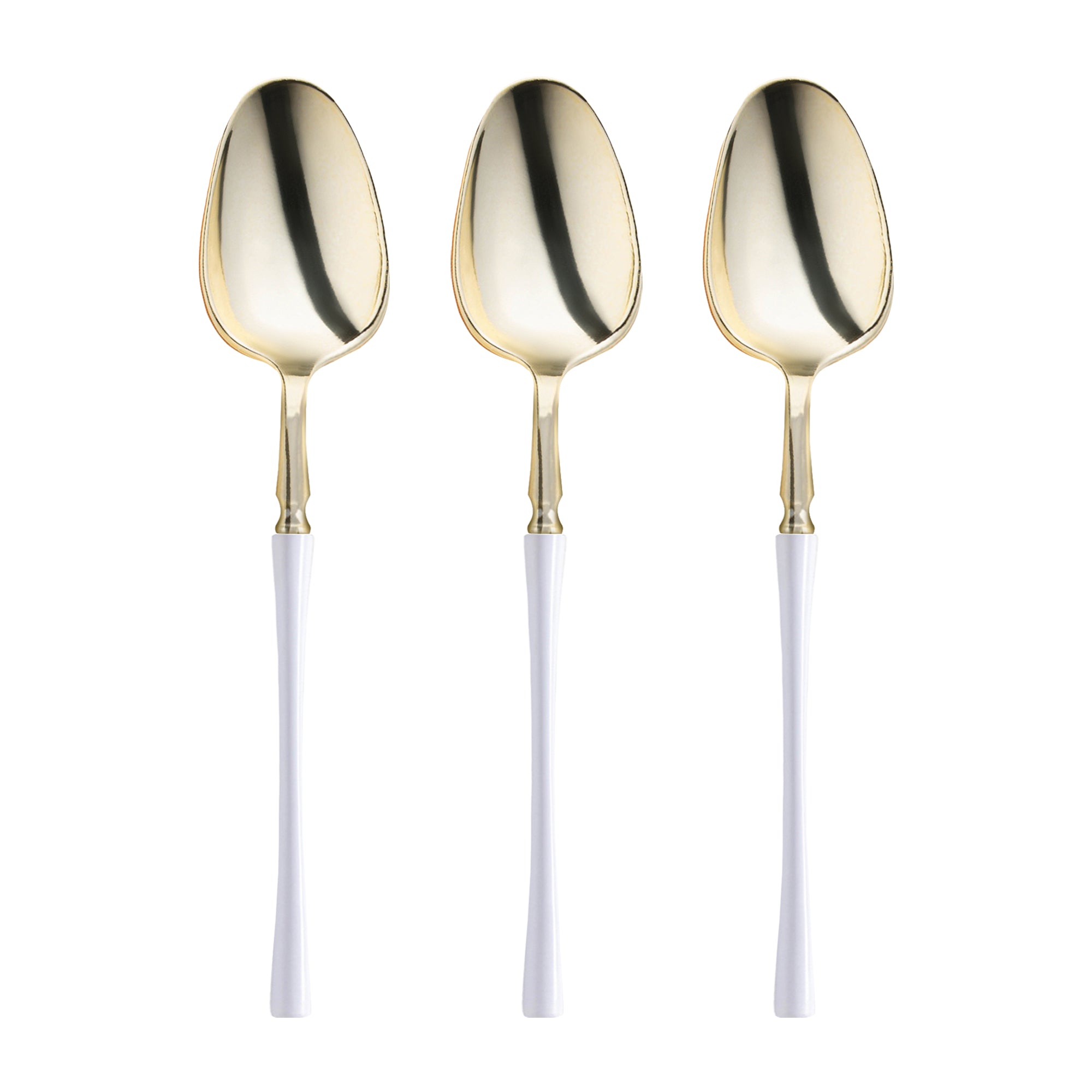 Gold with White Handle Moderno Disposable Plastic Dinner Spoons