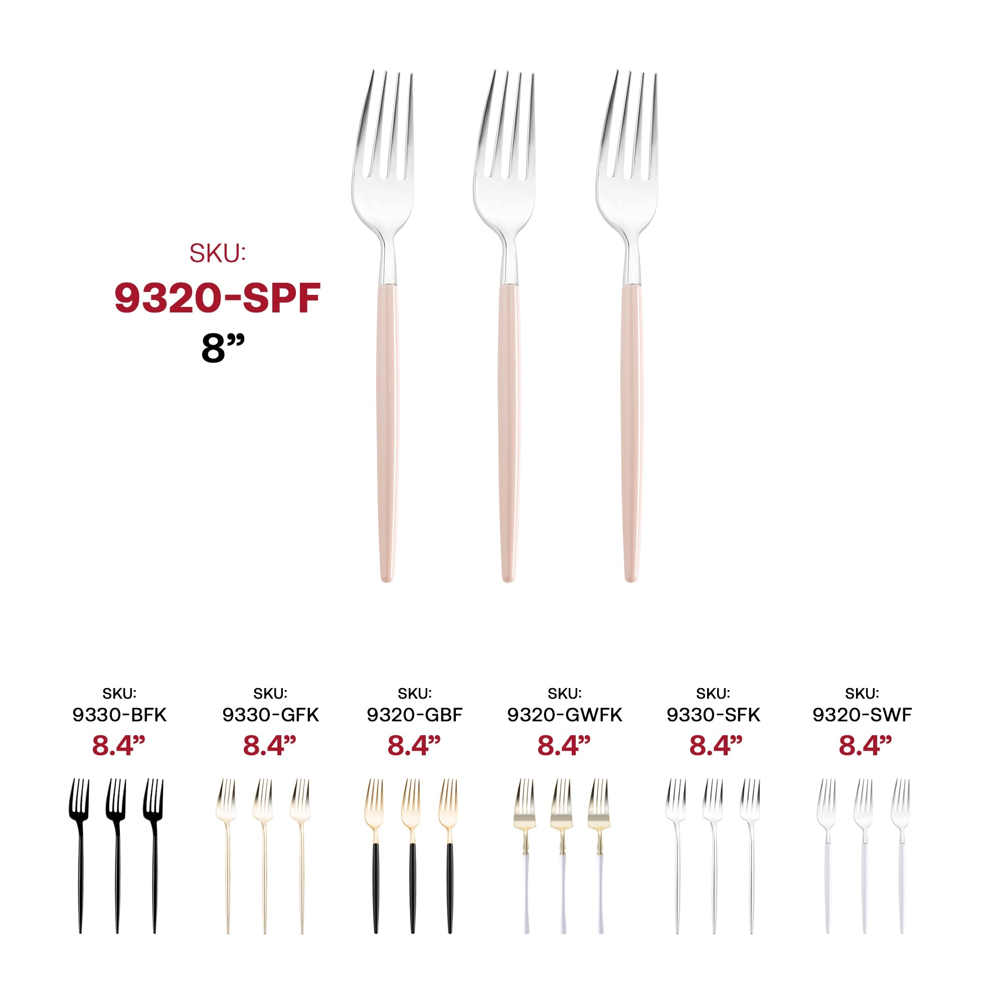 Silver with Pink Handle Moderno Disposable Plastic Dinner Forks
